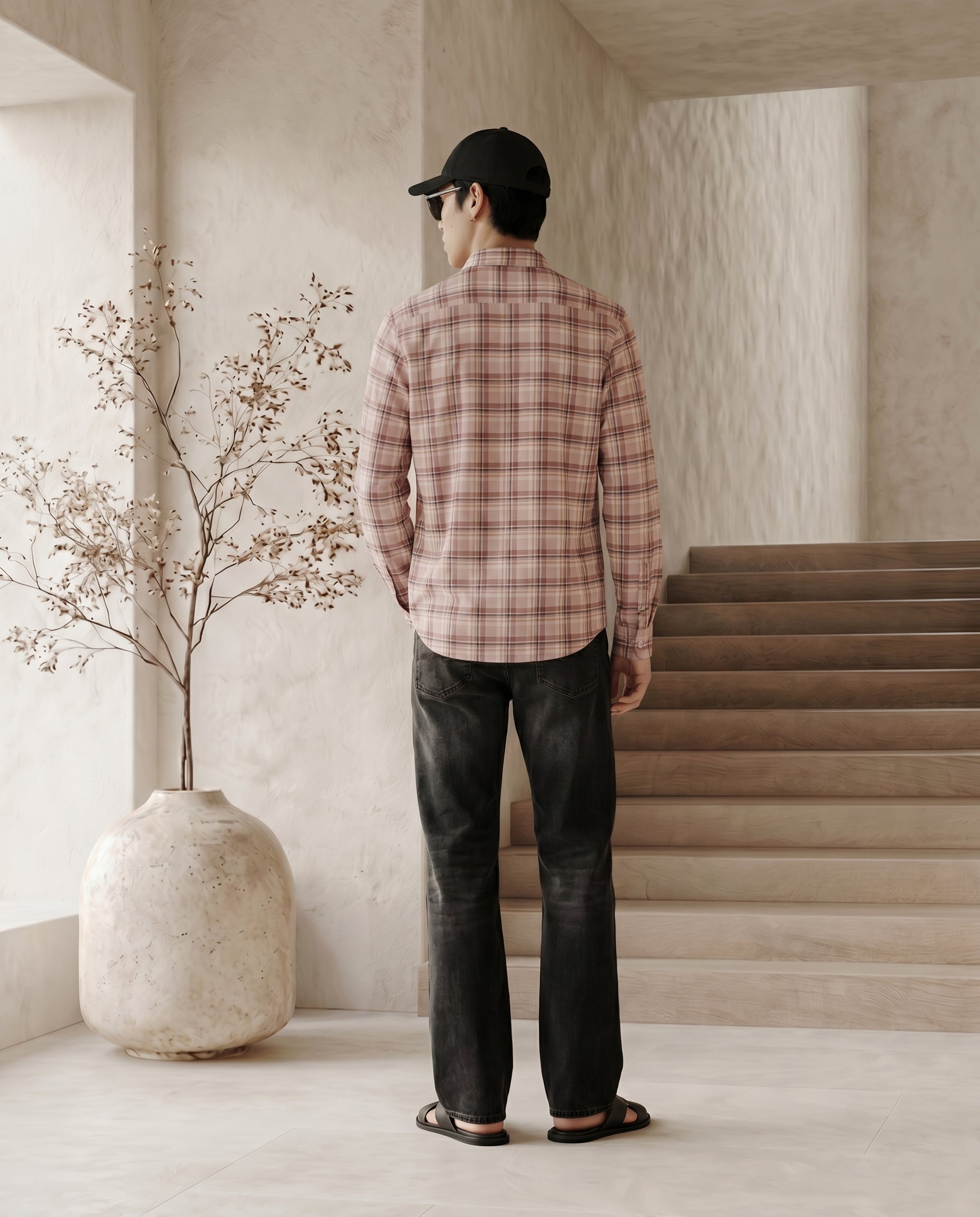 Dusky Pink Checks Shirt