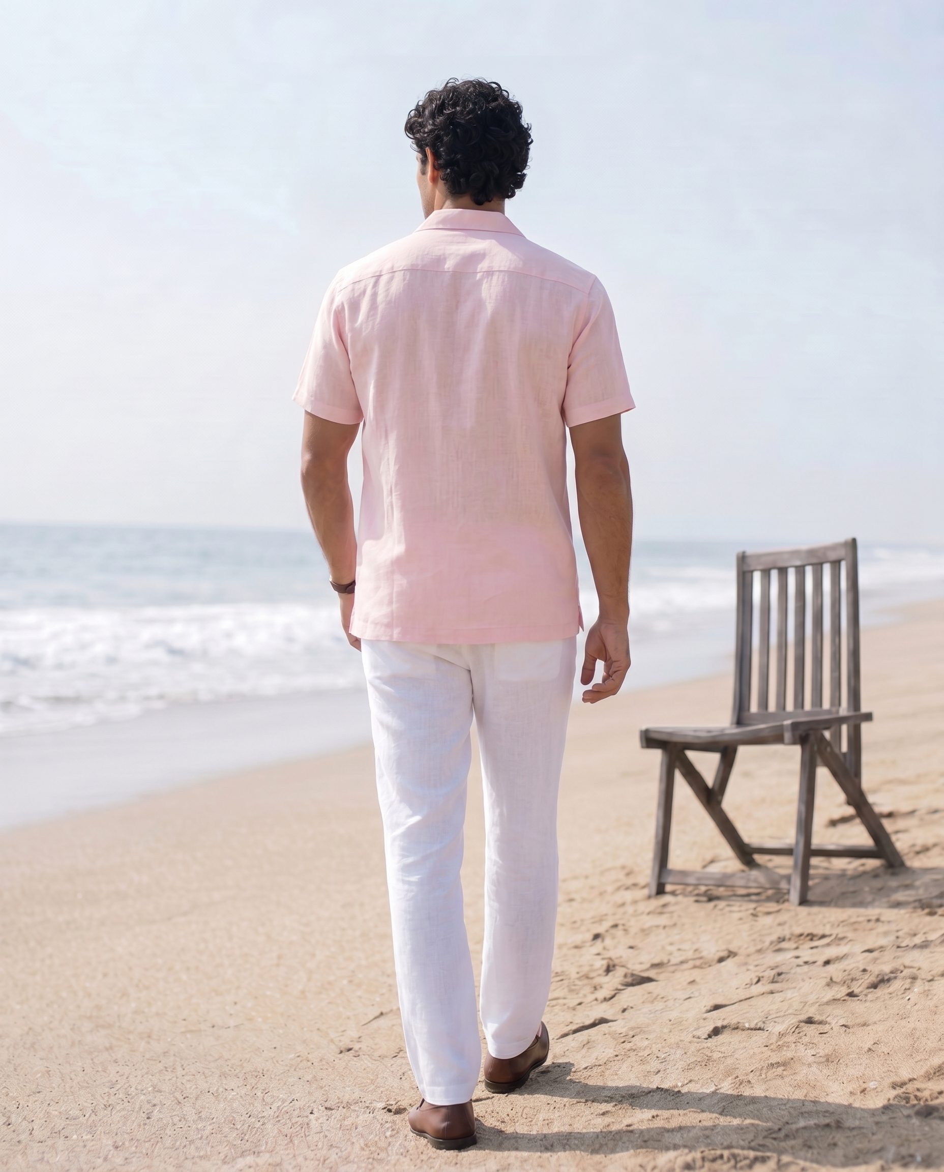 Pastel Pink Cuban Collar Shirt