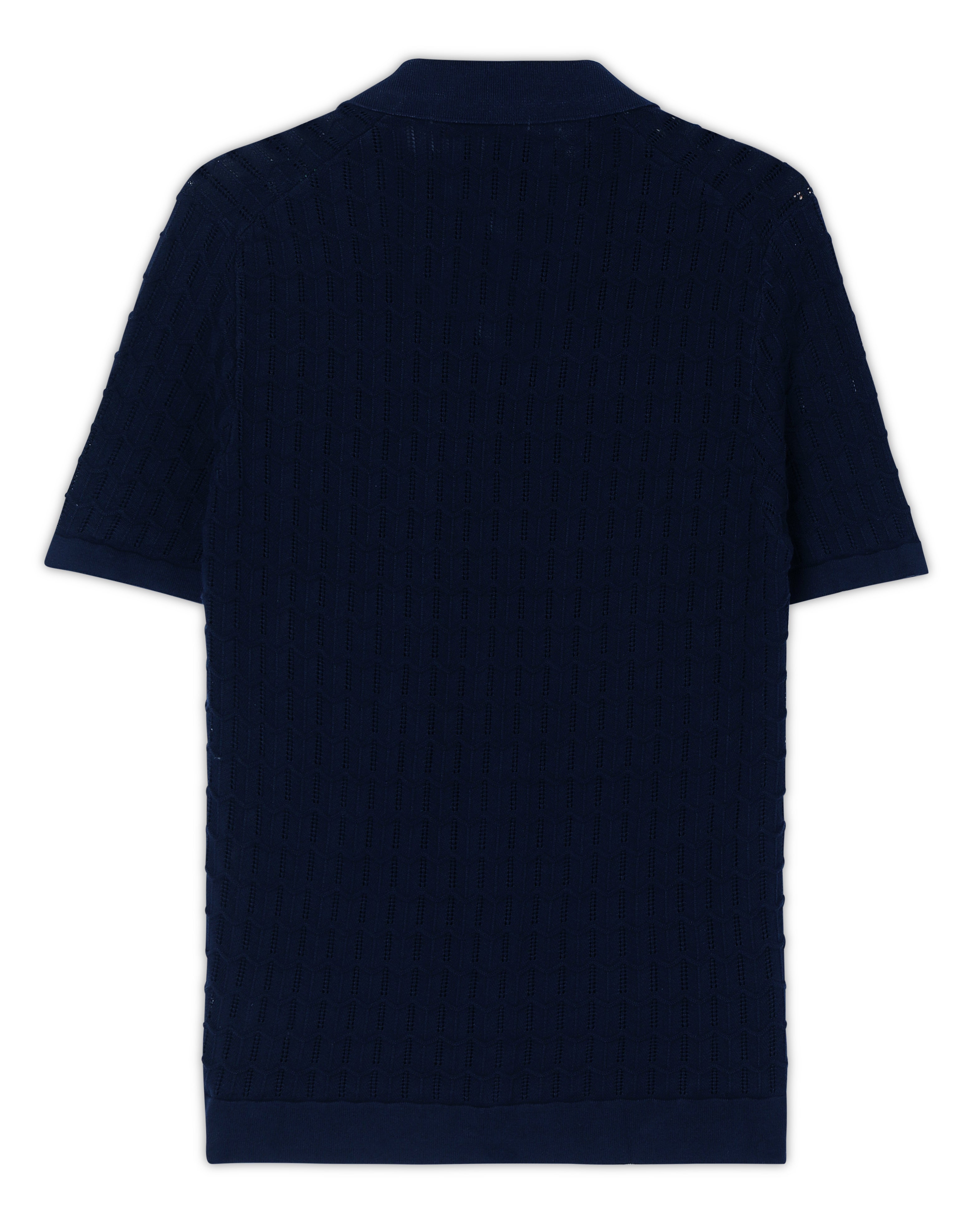 Midnight Blue Luxe Open-knit V-Polo - 100% Cotton - II