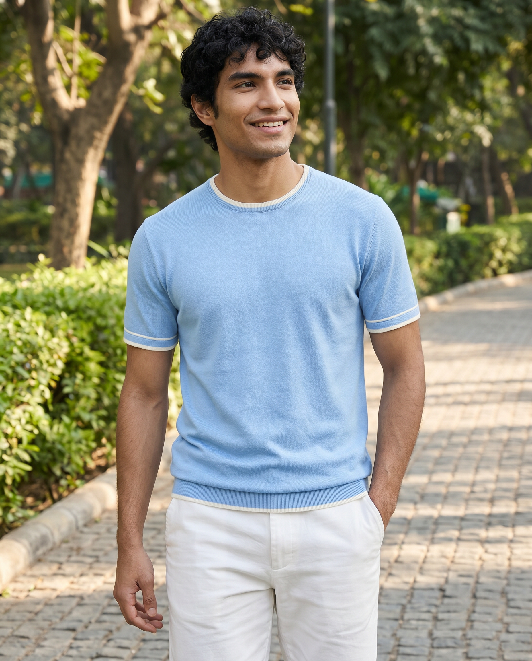Sky Blue Contrast T-Shirt