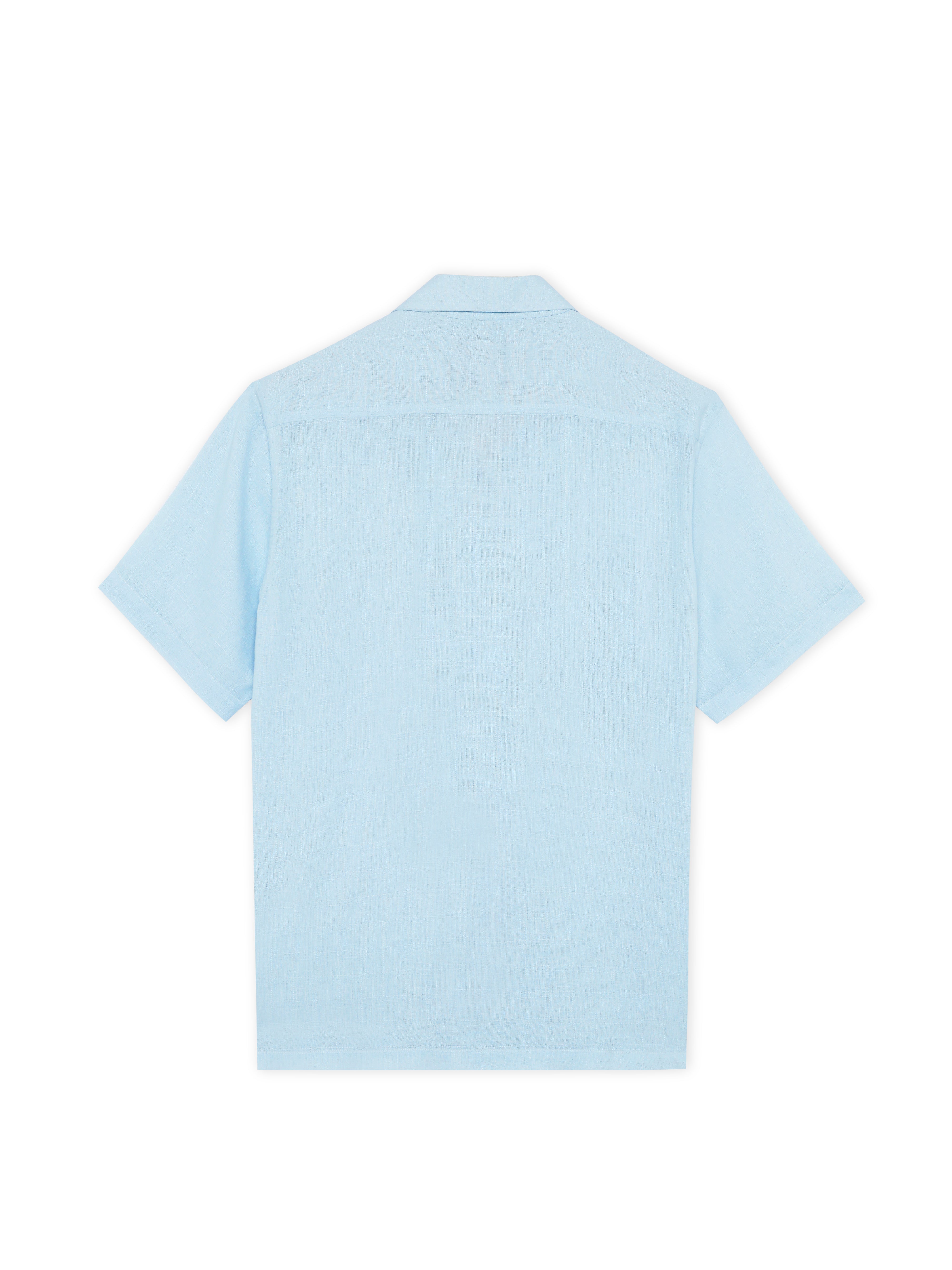Ice Blue Double Pocket Linen Blend Shirt