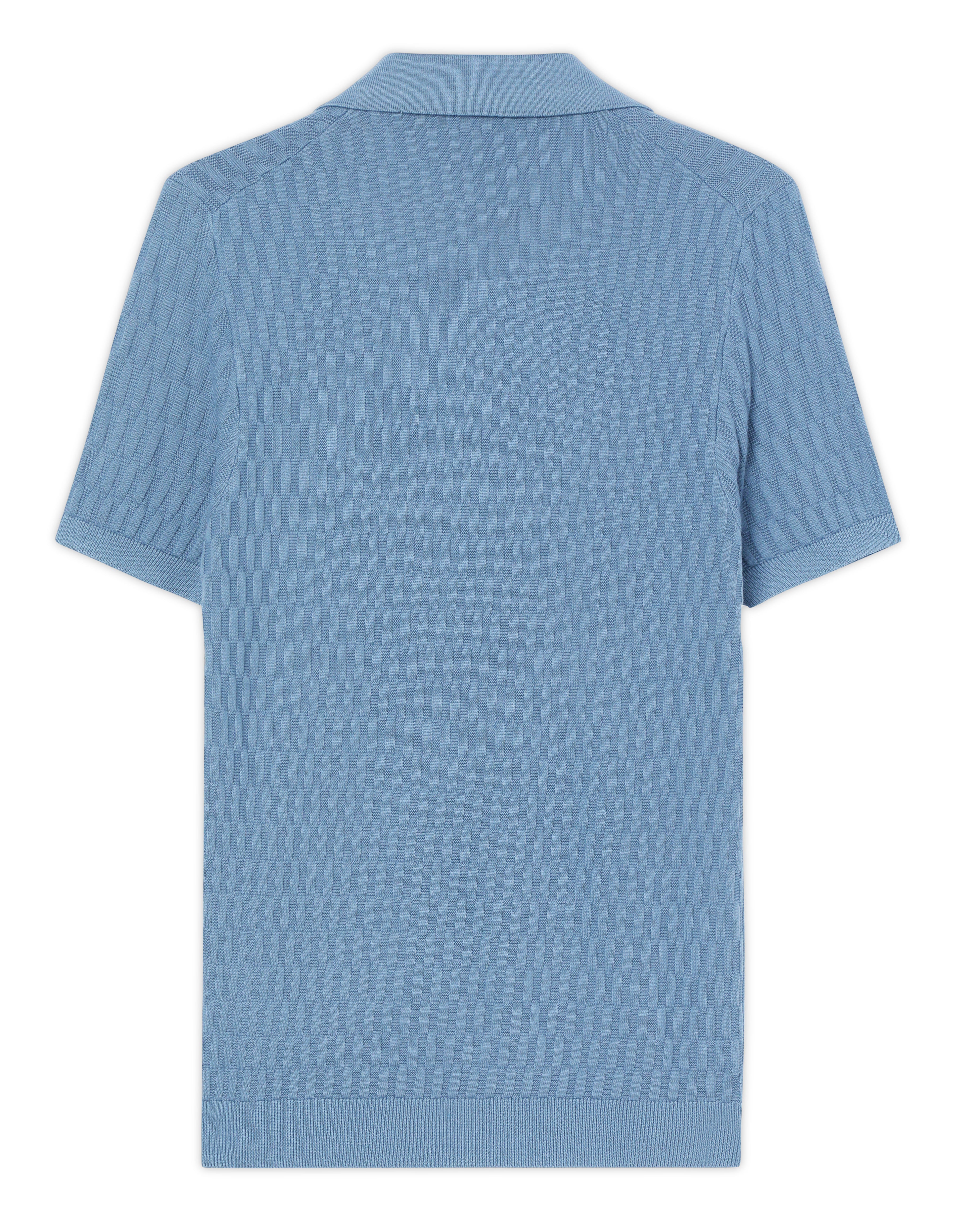 Powder Blue Brickline V-Polo - 100% Cotton - II
