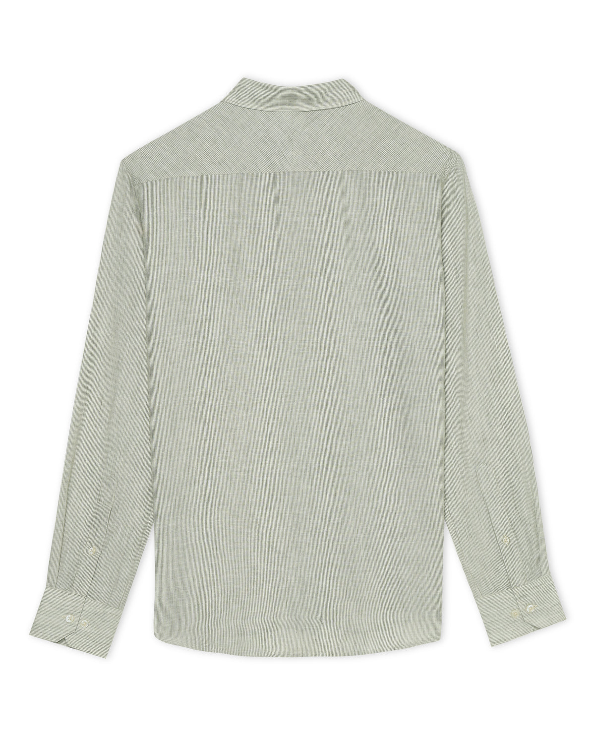 Sage Green Linen Blend Pinstripe Shirt