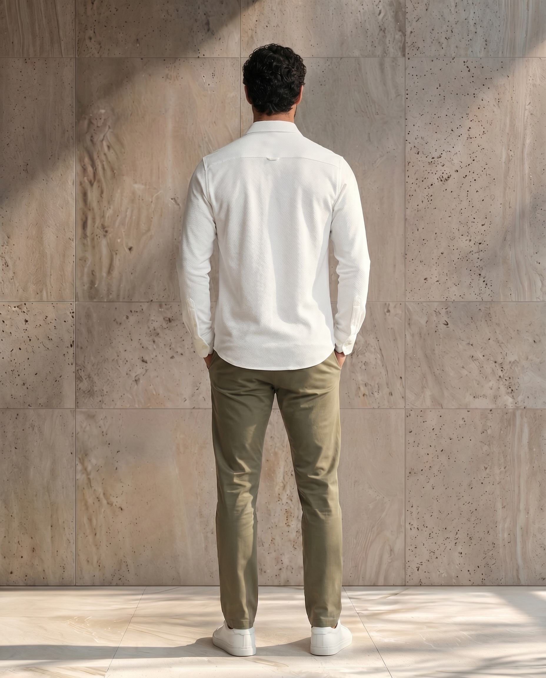 Soft White Waffle Textured Shirt