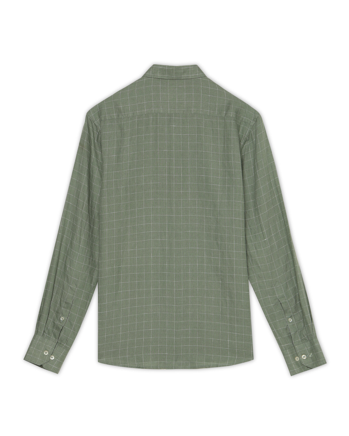 Sage Green Fine Grid 100% Linen Shirt