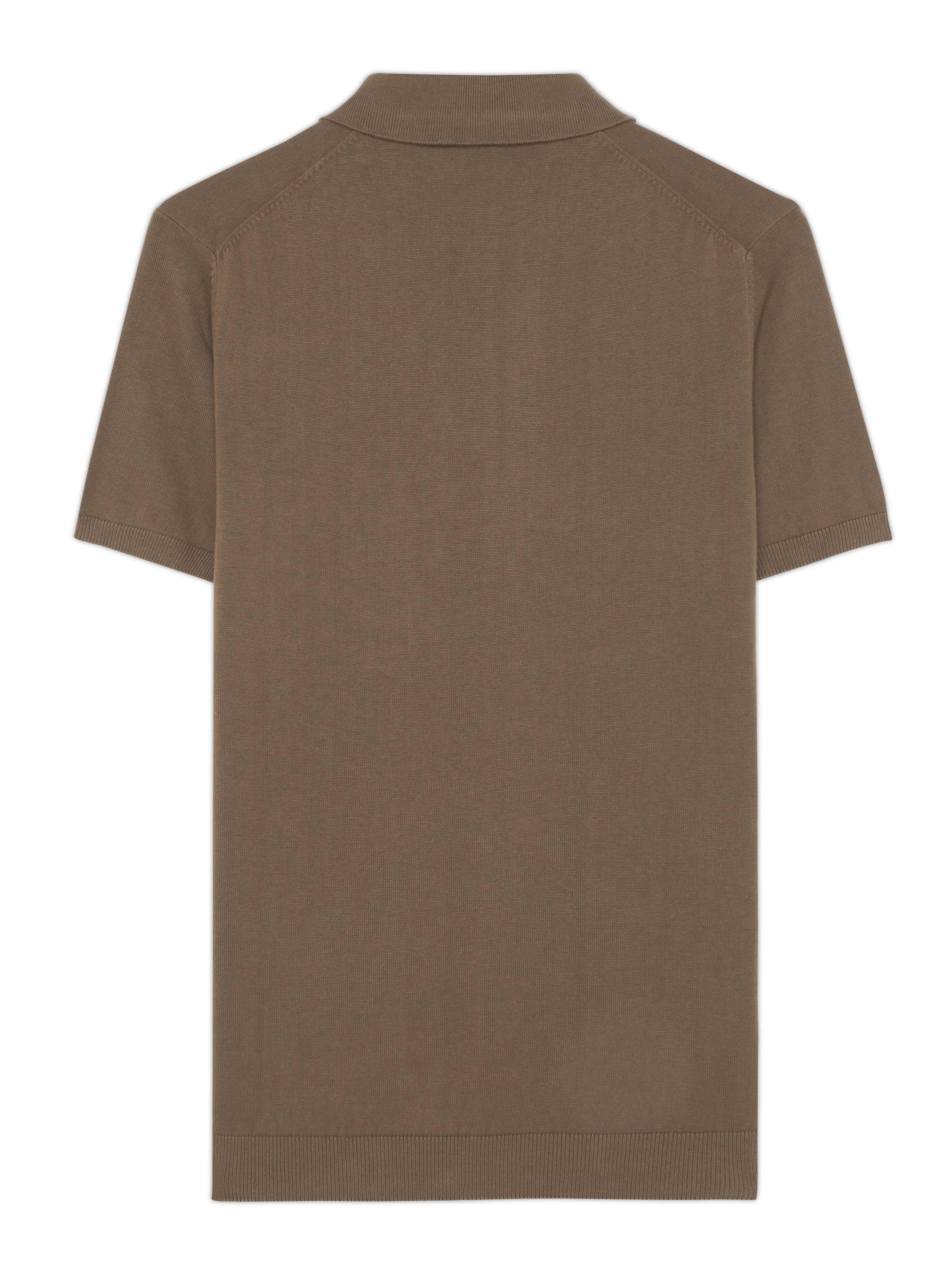 COCOA BROWN COTTON-BAMBOO SIGNATURE POLO T-SHIRT