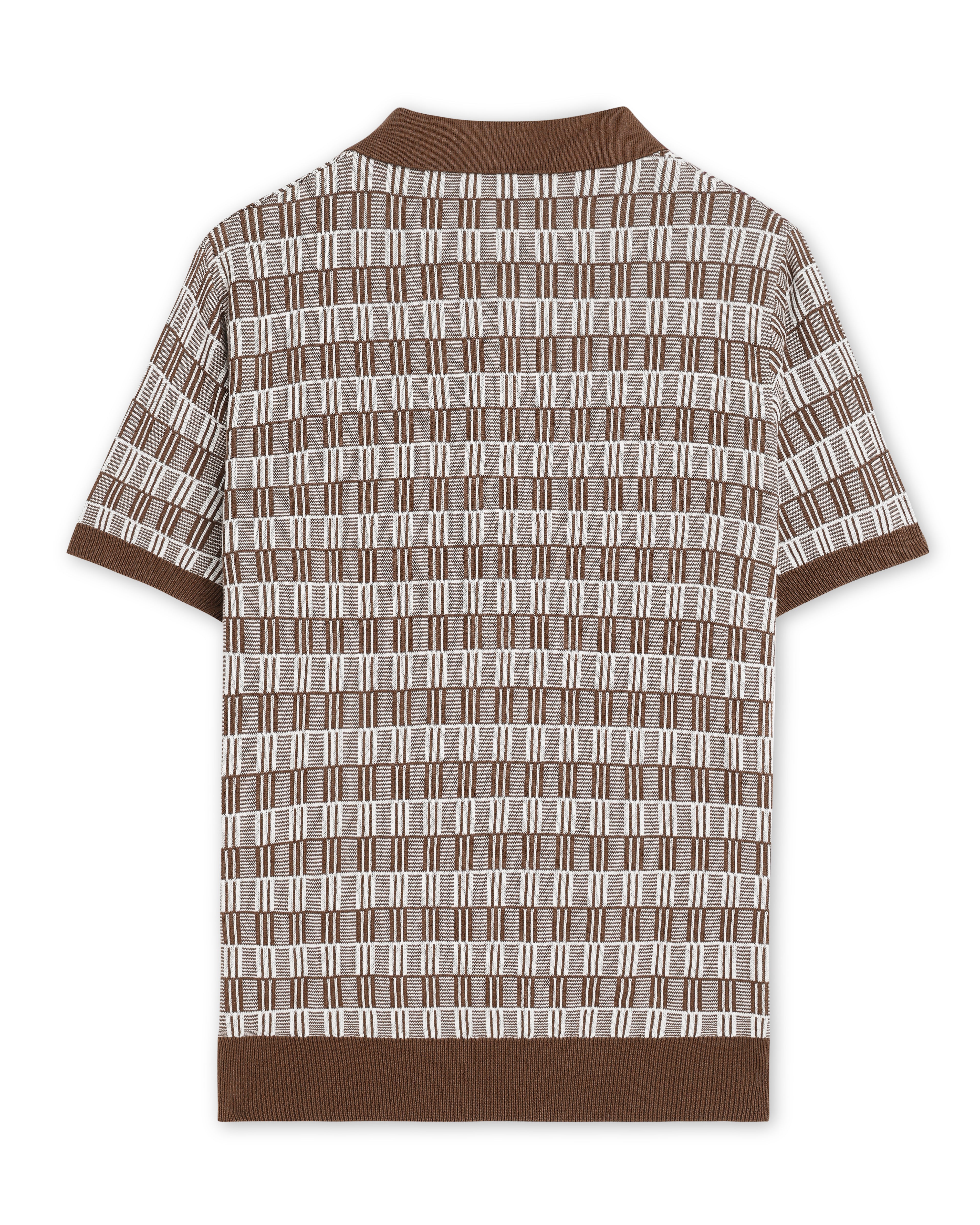 Cocoa Brown Luxe Gridline V-Polo - 100% Cotton - II