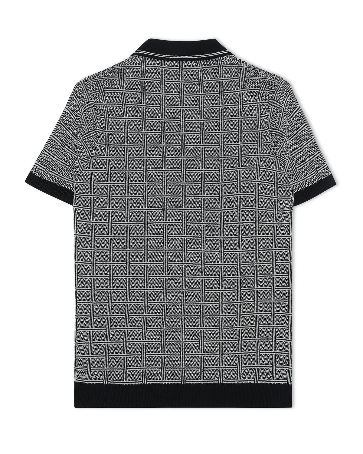 Ink Black Maze Grid V-Polo