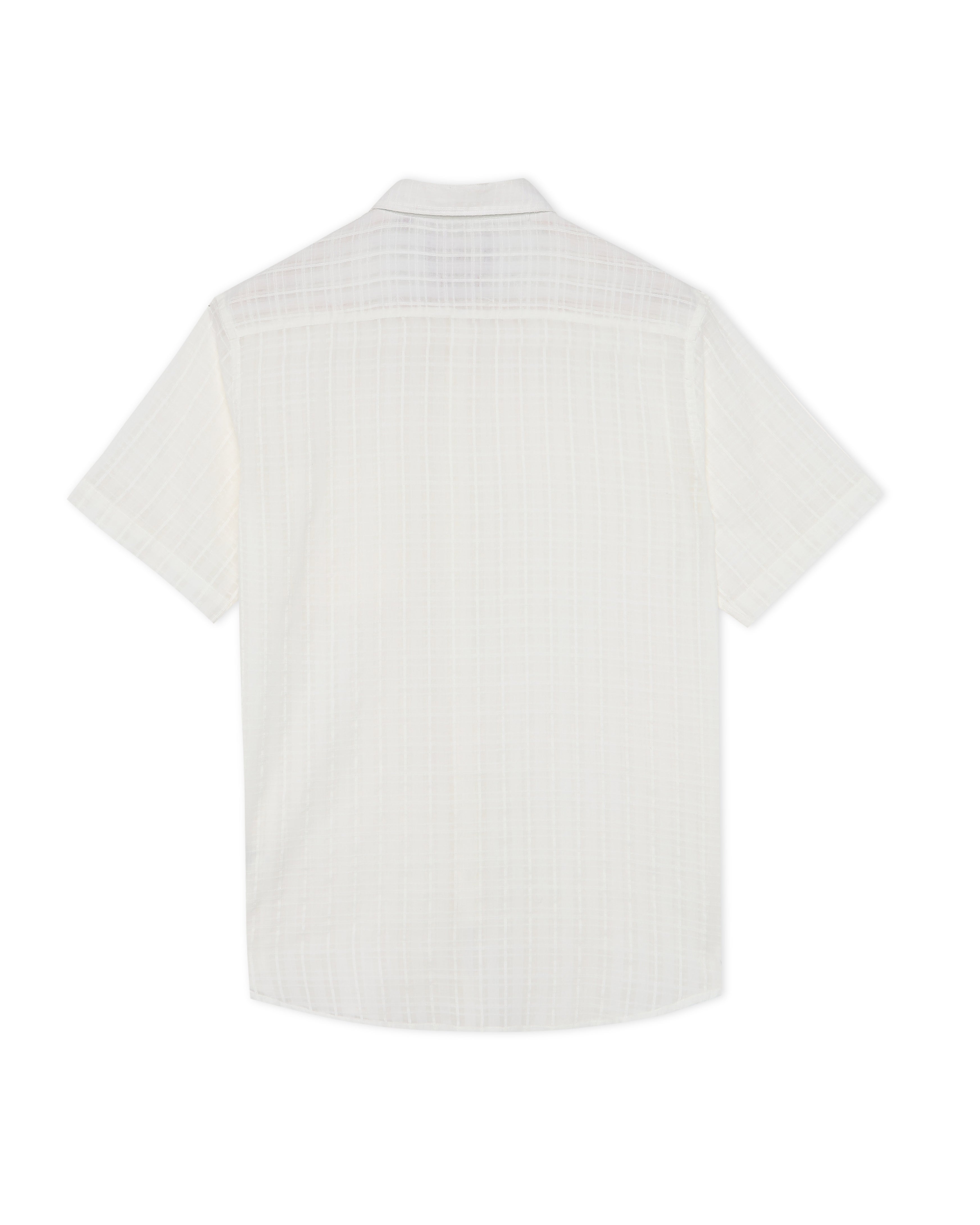 Soft White Tonal Grid Shirt