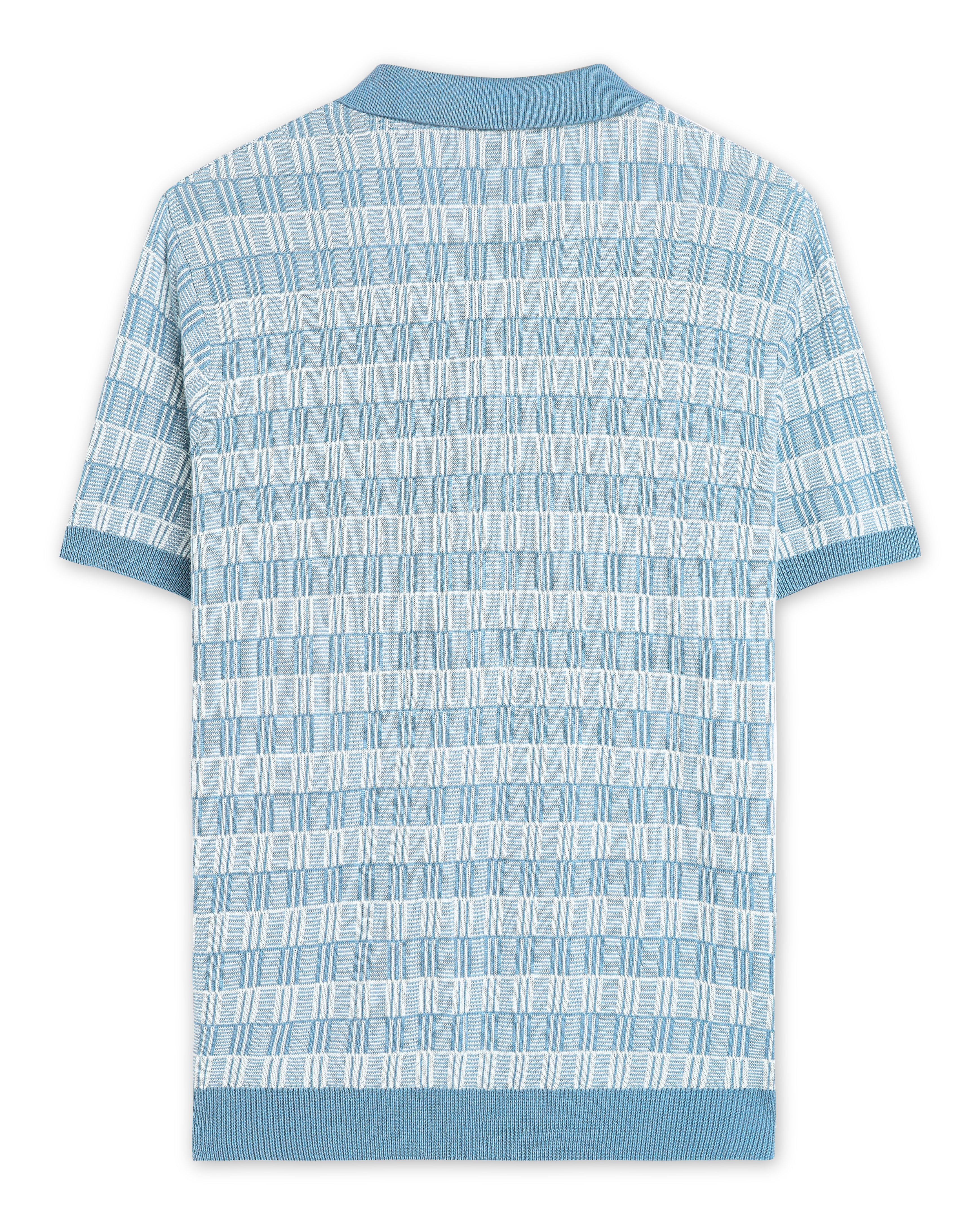 Powder Blue Luxe Gridline V-Polo - 100% Cotton - II