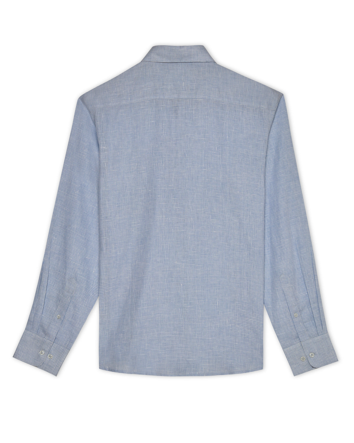 Powder Blue Microcheck 100% Linen Shirt