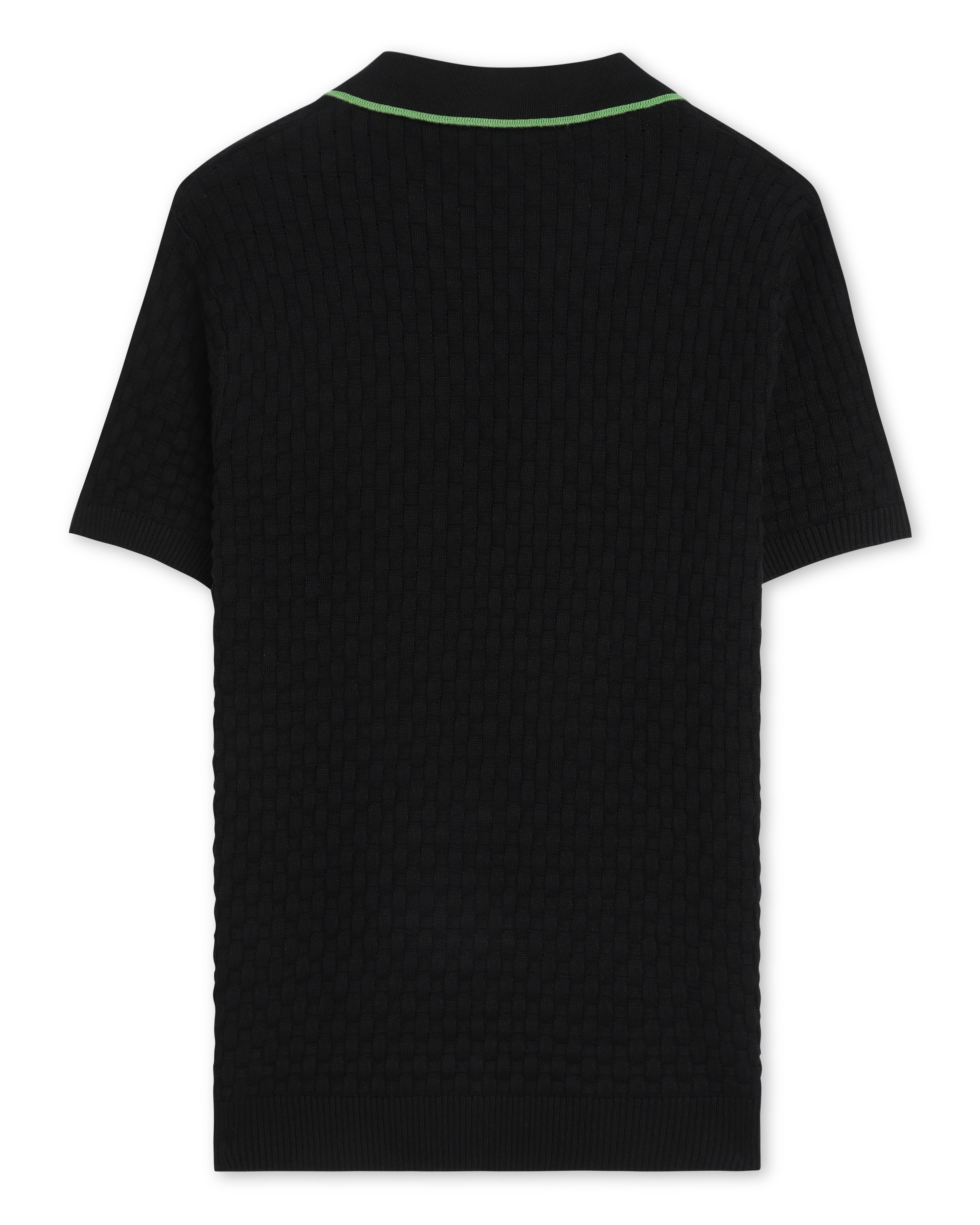 Grass Green Piping Basket V-Polo - 100% Cotton - II