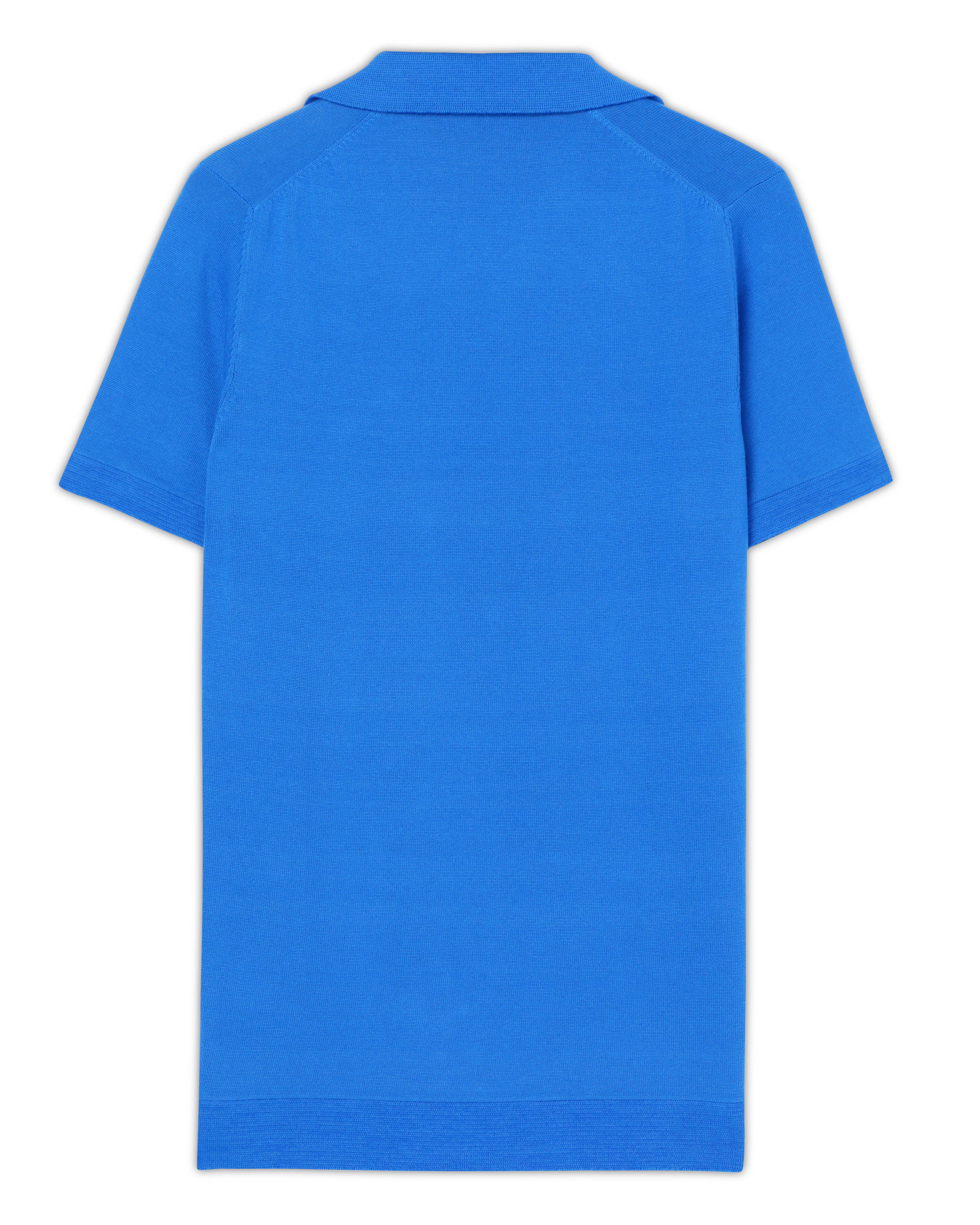 Electric Blue Piqué U-Polo - 100% Cotton - II