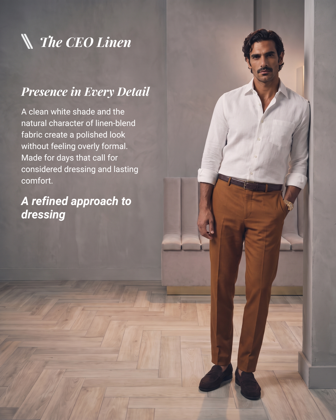 Soft White CEO Linen Blend Shirt