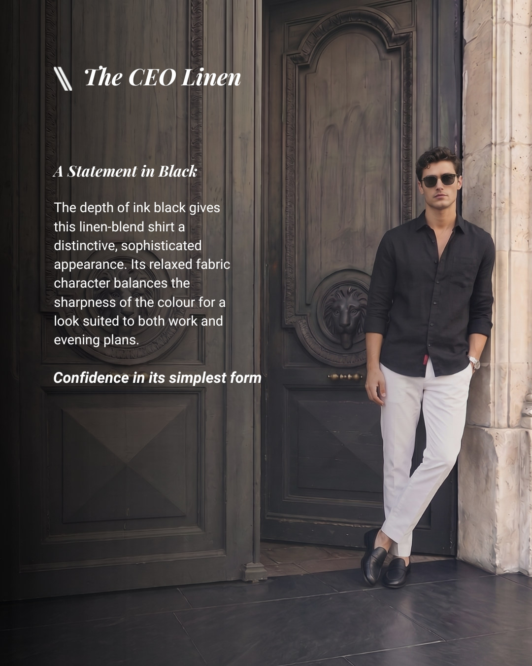 Ink Black CEO Linen Blend Shirt
