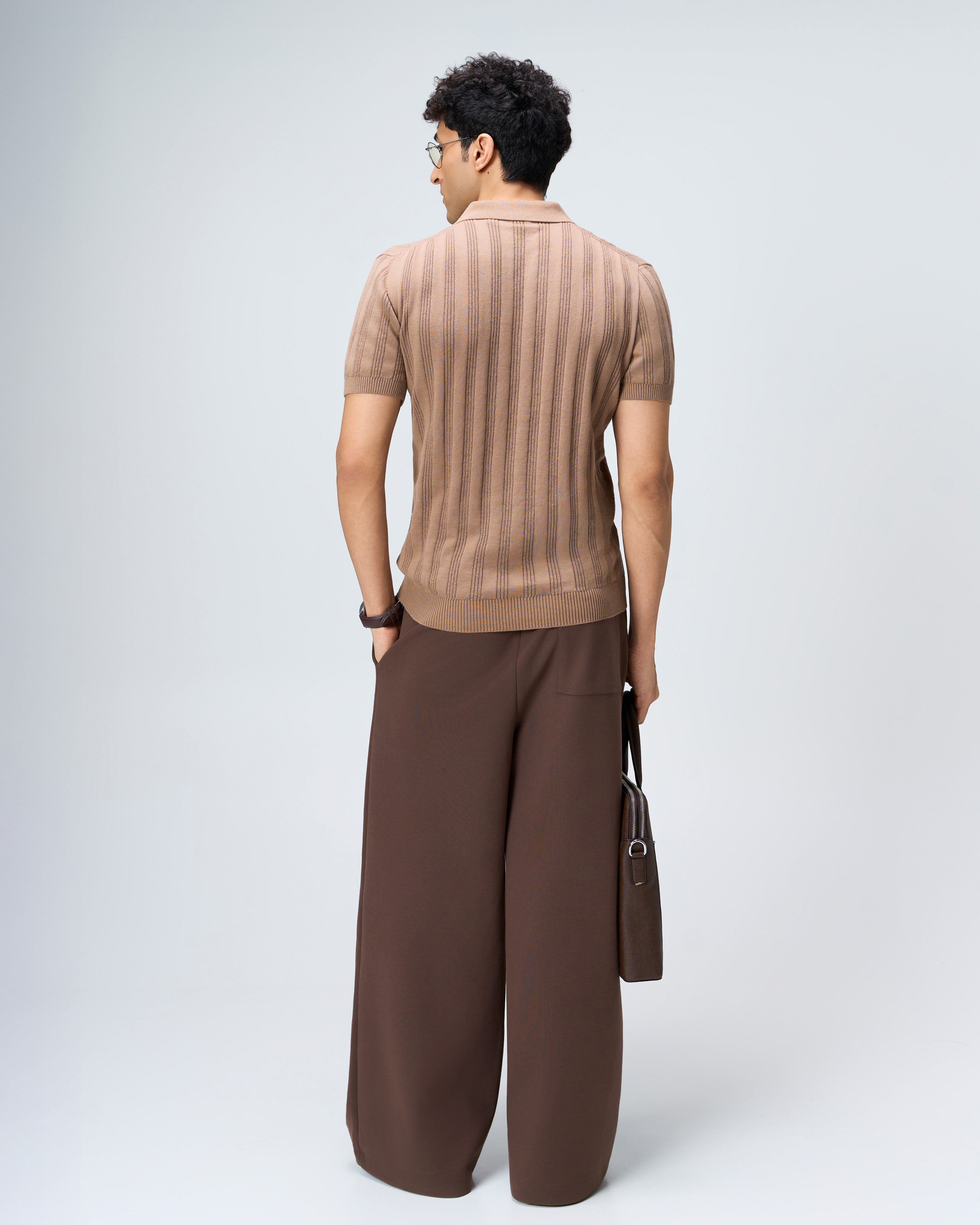 Warm Tan Linear B-Polo - 100% Cotton - II