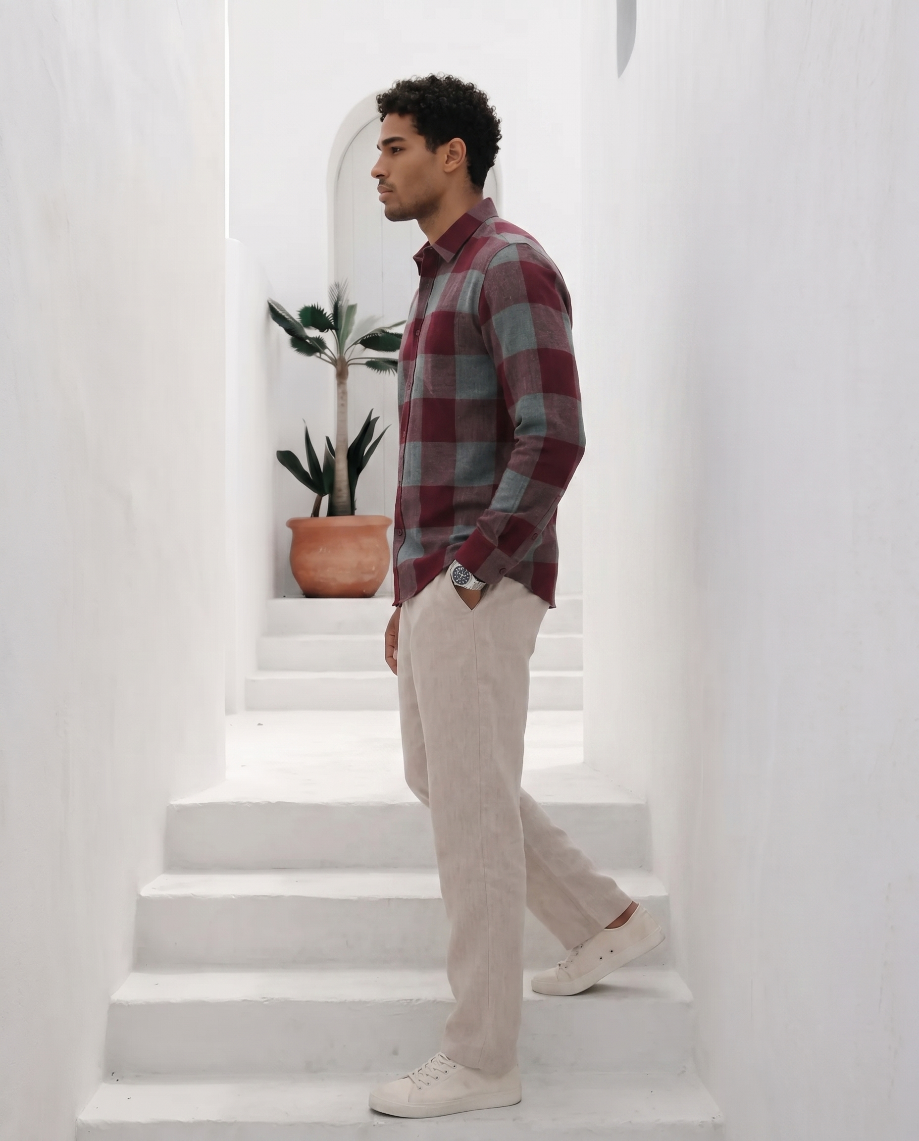 Maroon Block Checks Flannel Shirt