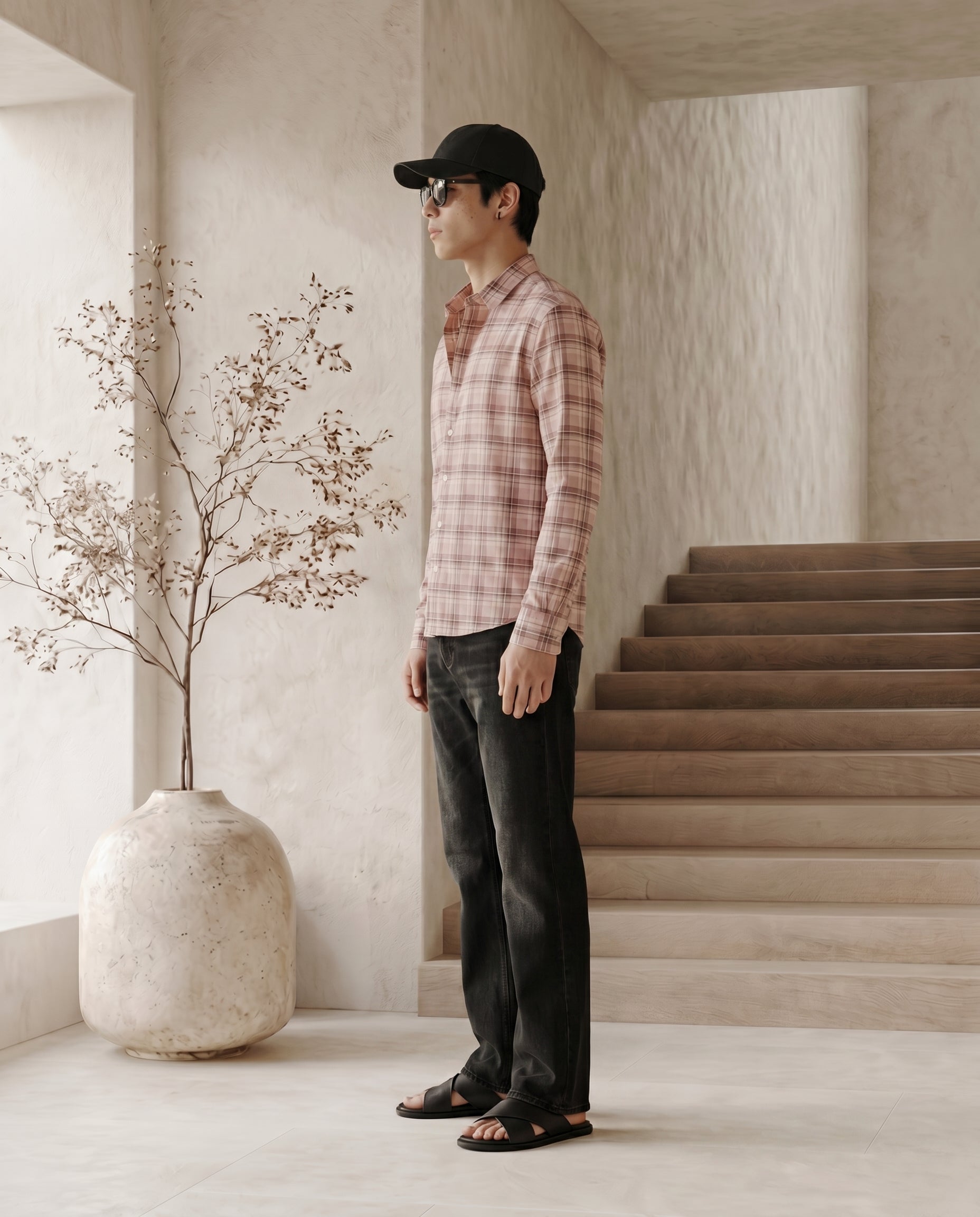 Dusky Pink Checks Shirt
