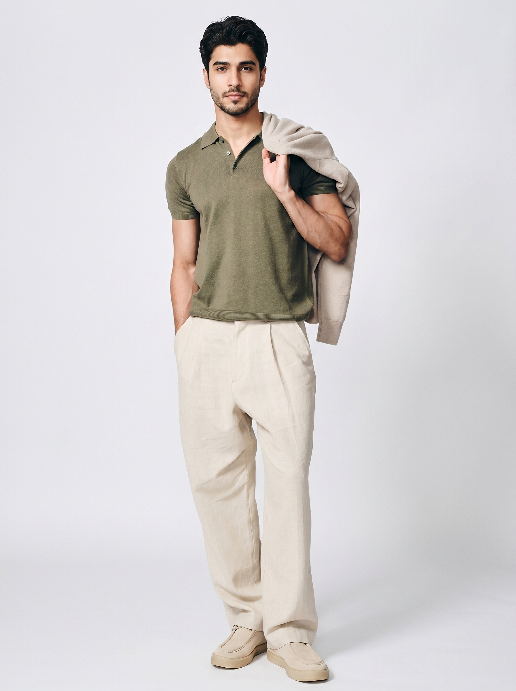 Khaki Green Cotton-Bamboo Signature Polo