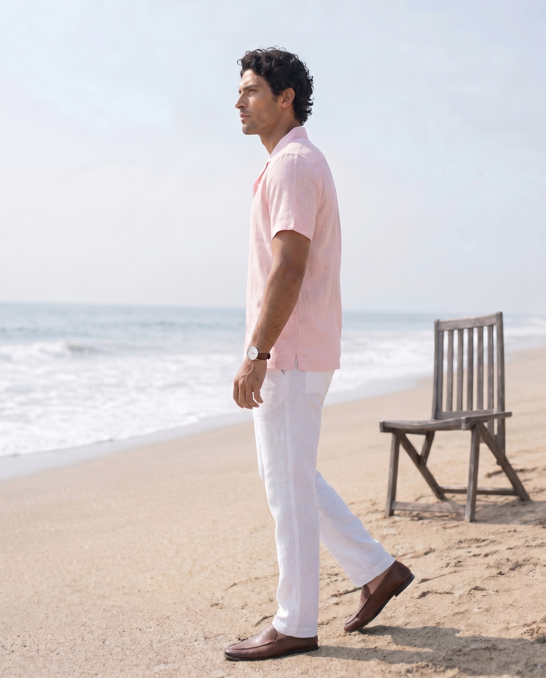 Pastel Pink Cuban Collar Shirt