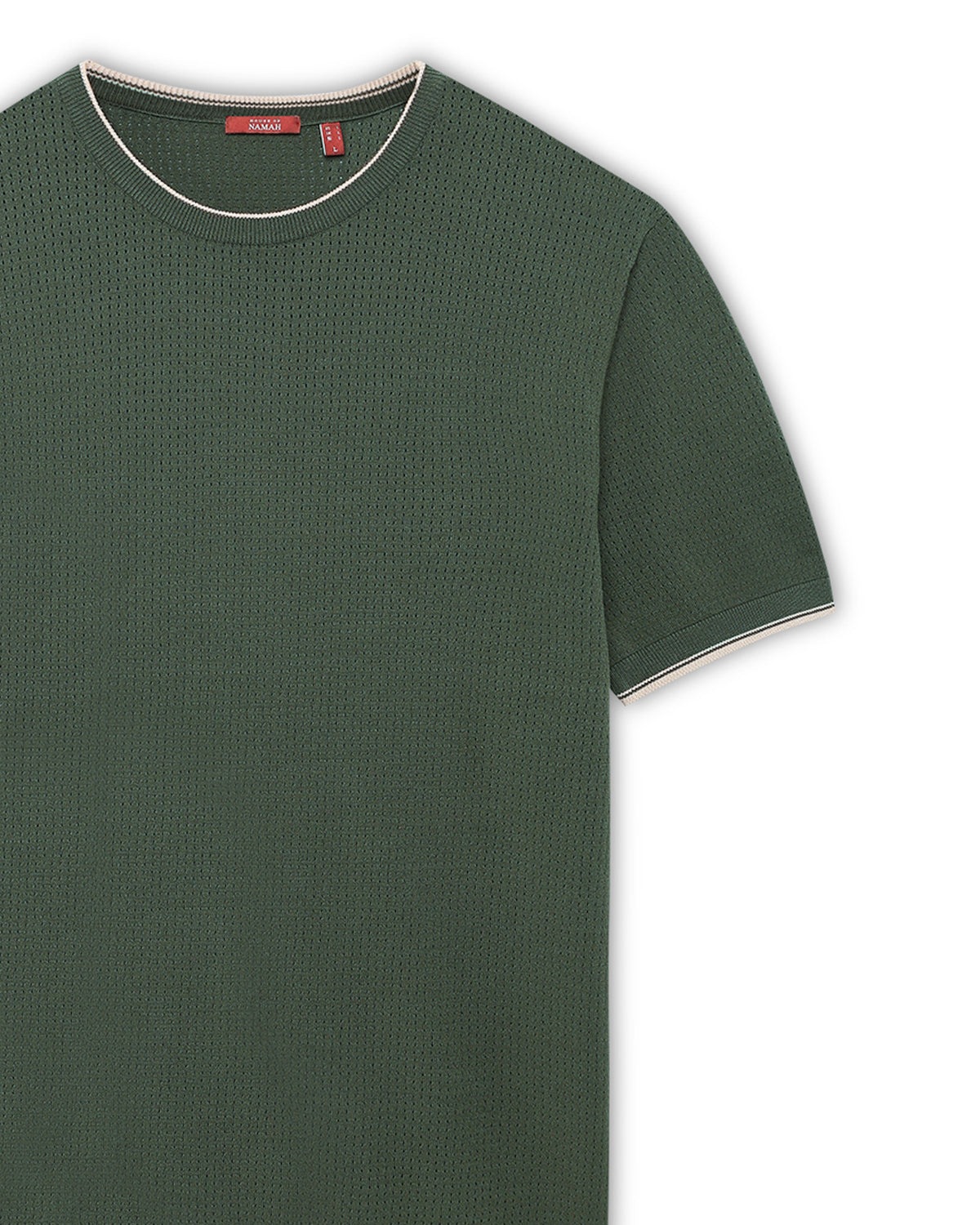 Khaki Green Contrast Neck T-Shirt