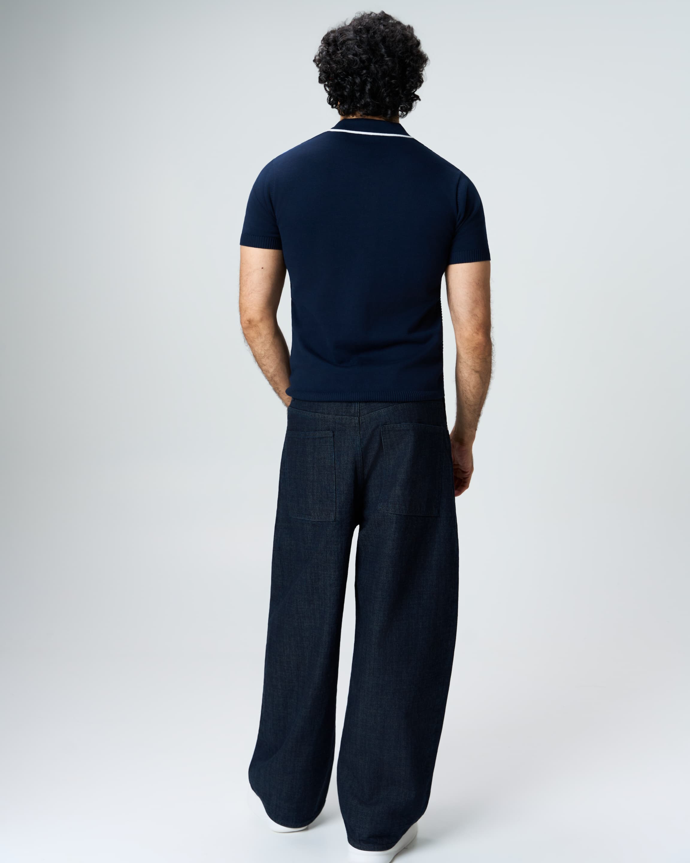 Midnight Blue Pixel Stripe B-Polo