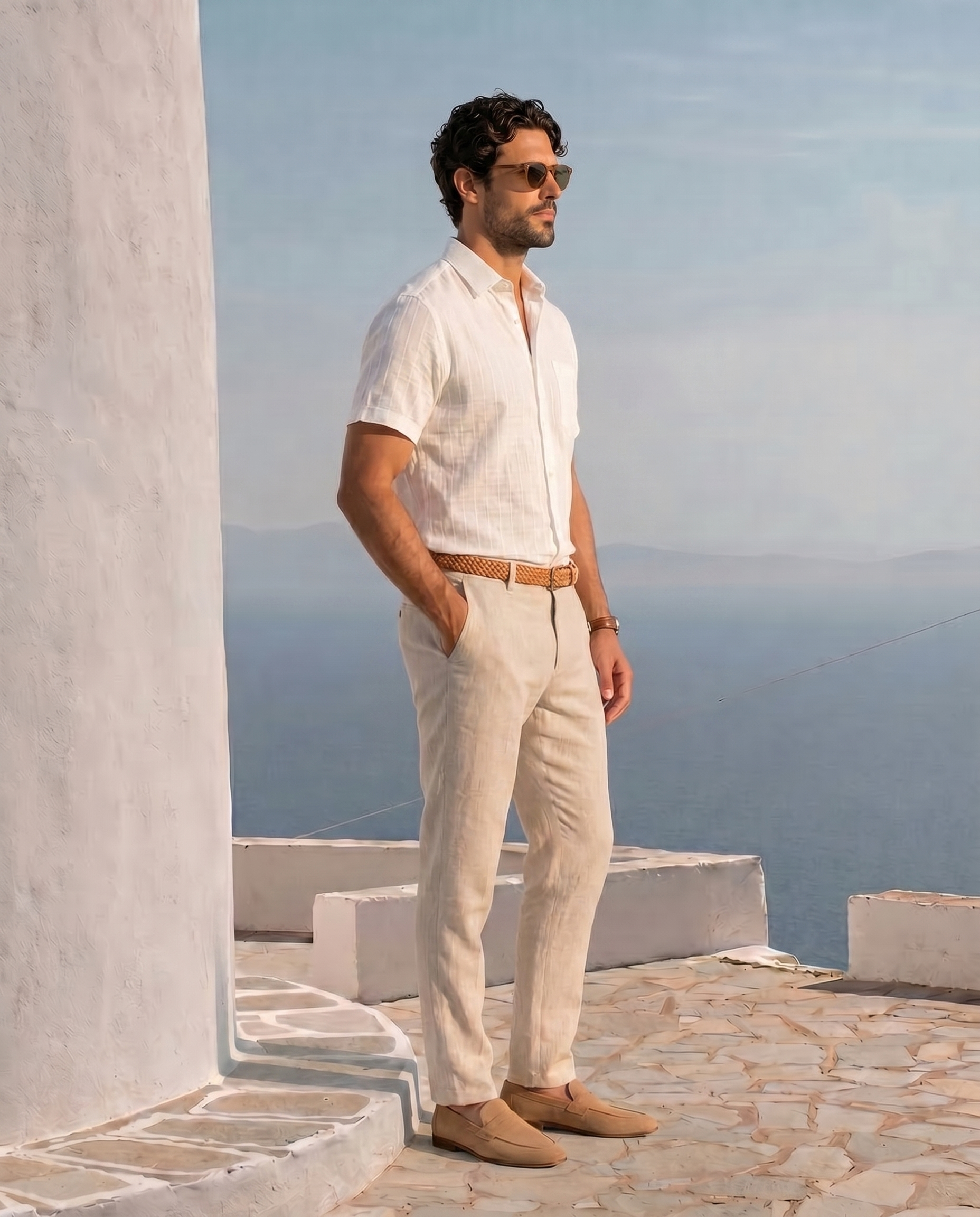 Soft White Self Checks Shirt