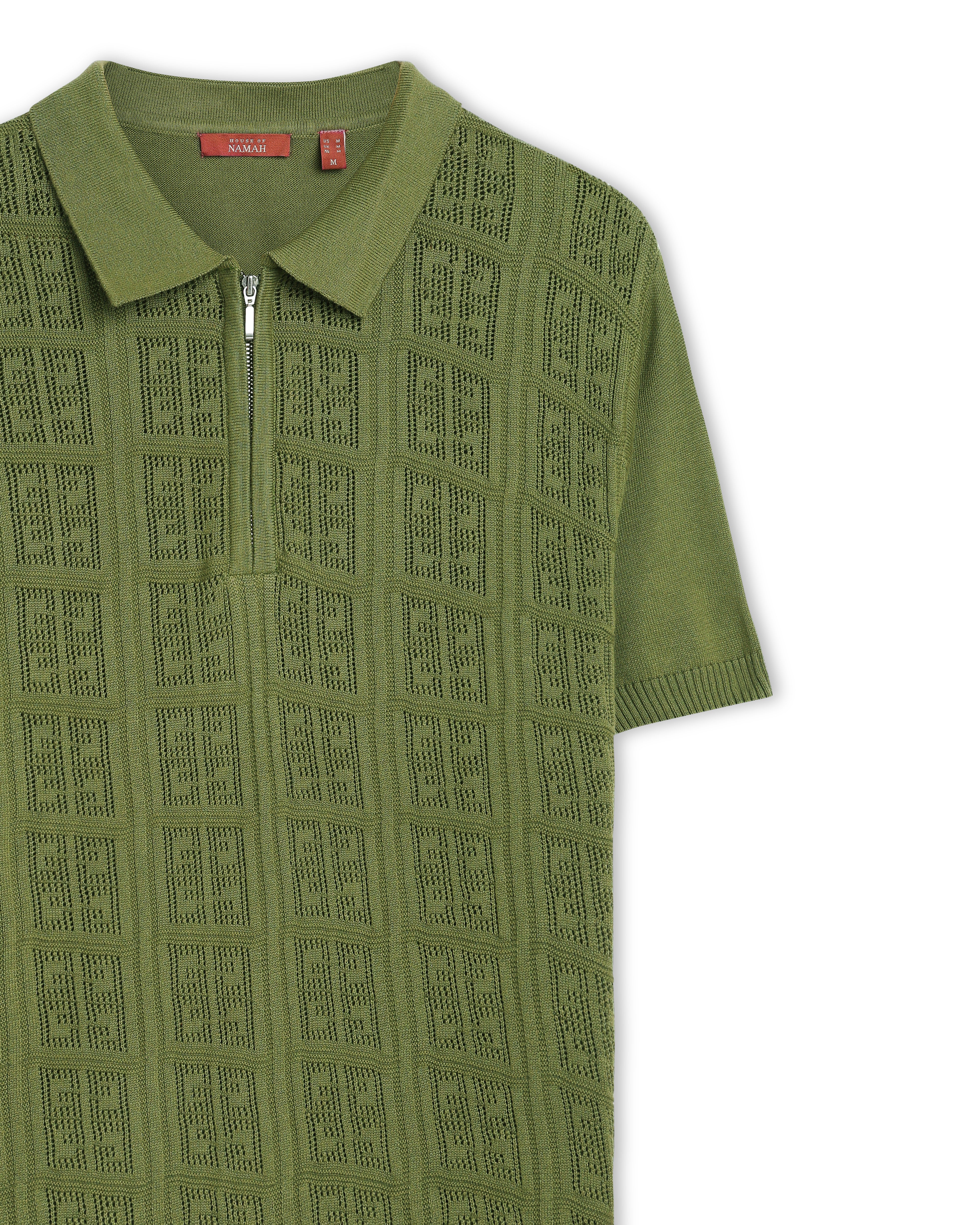 Sage Green Martix Z-Polo - 100% Cotton - II