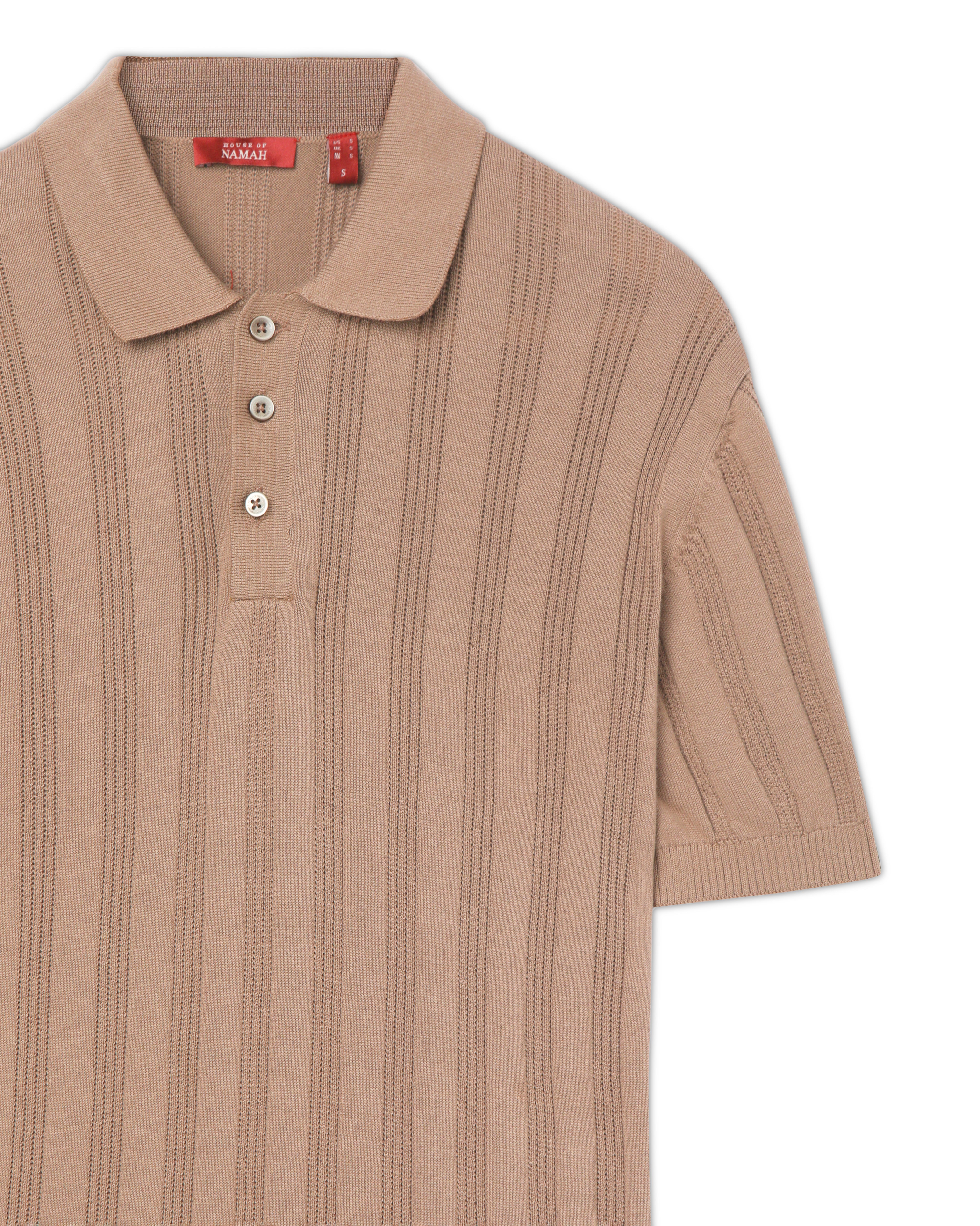 Warm Tan Linear B-Polo - 100% Cotton - II