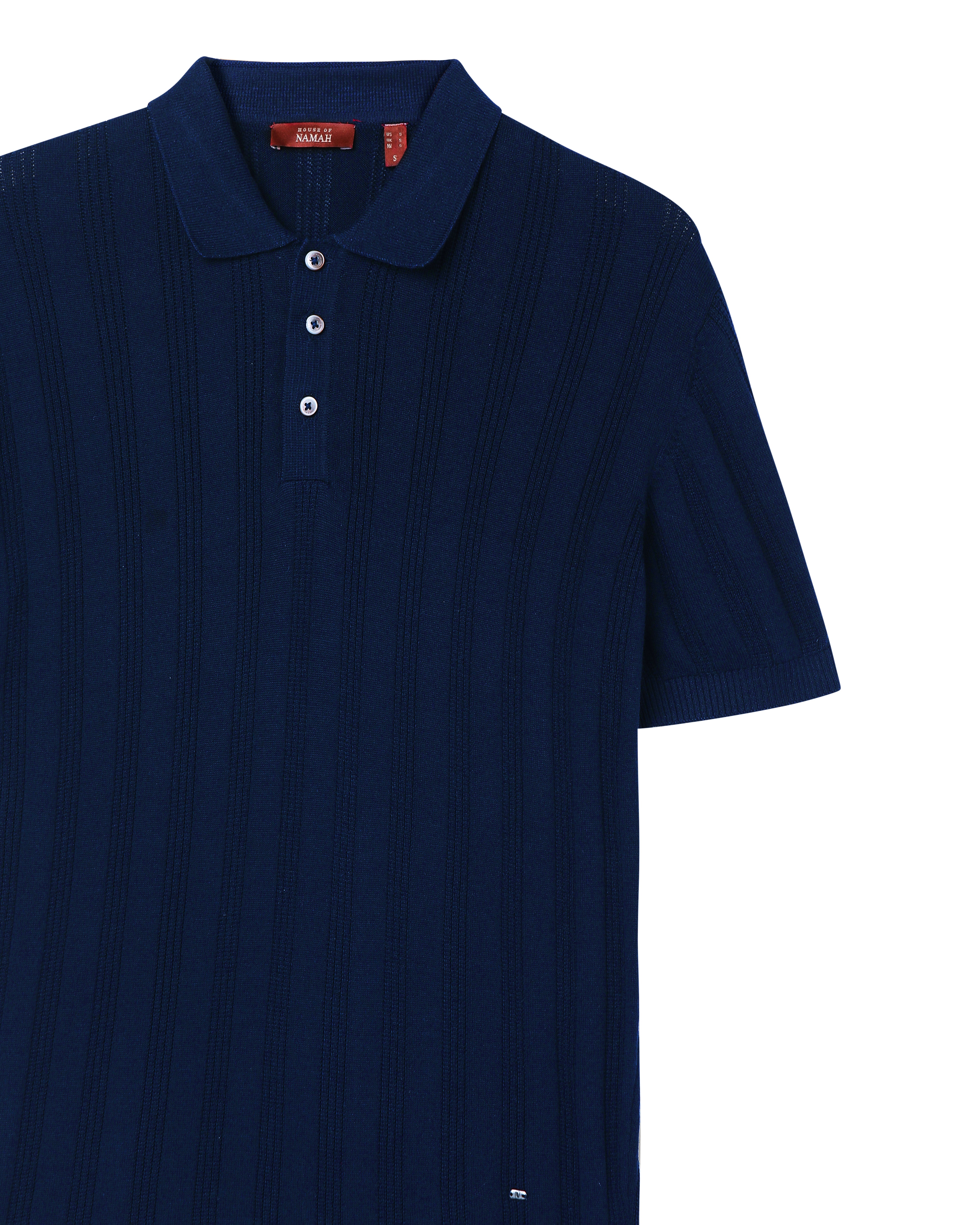 Midnight Blue Linear B-Polo - 100% Cotton - II