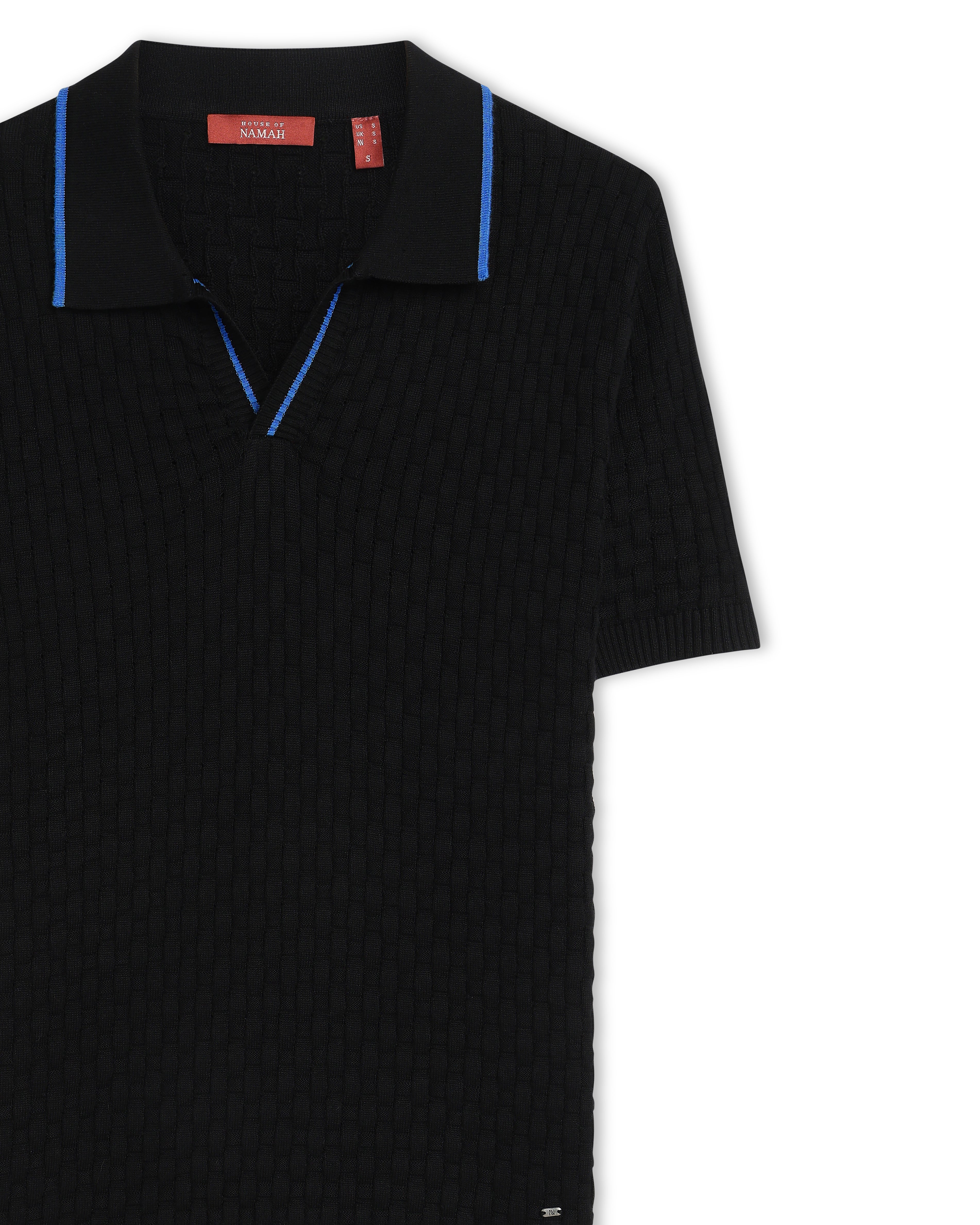 Electric Blue Piping Basket V-Polo - 100% Cotton - II