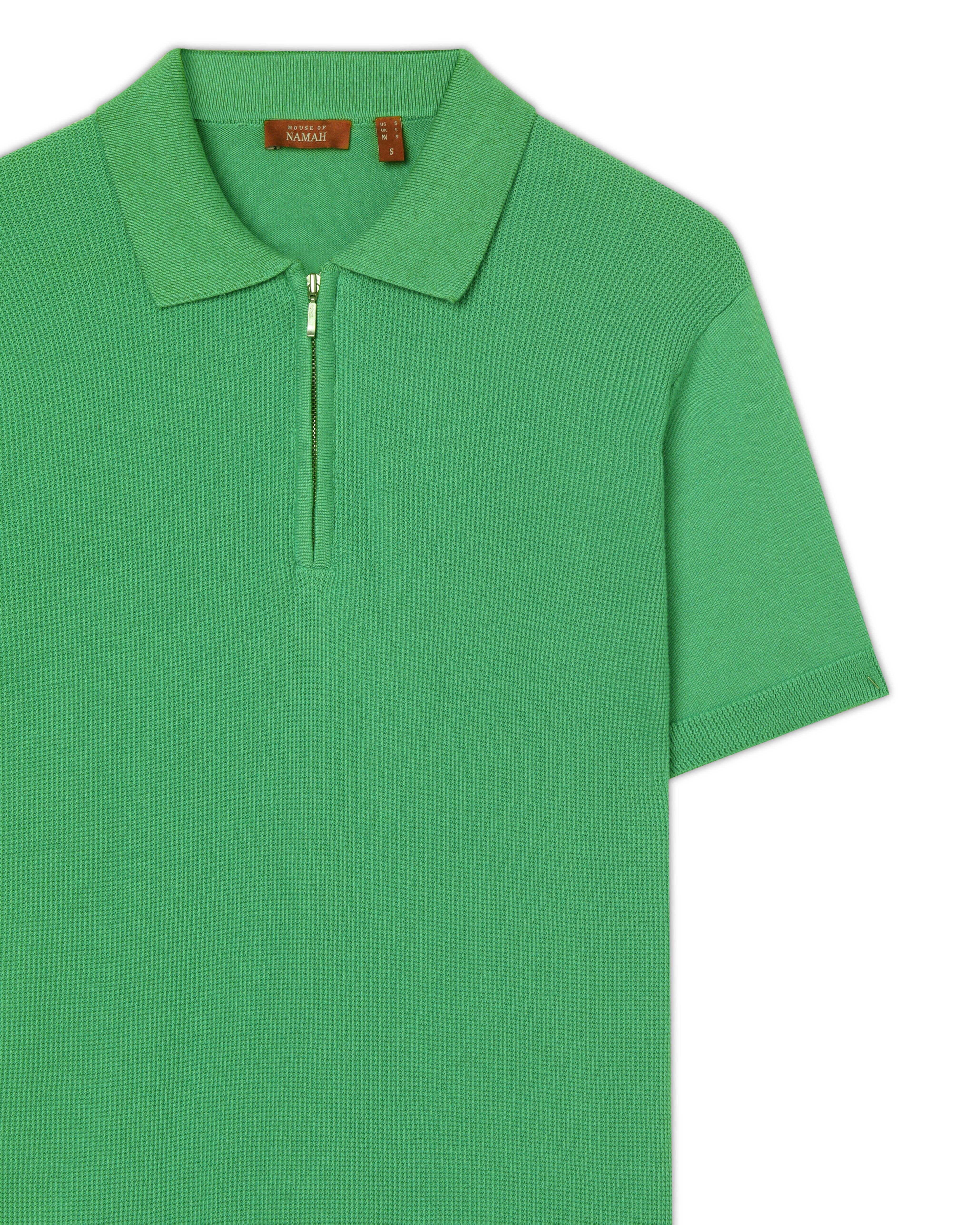 Grass Green Honeycomb Z-Polo - 100% Cotton - II