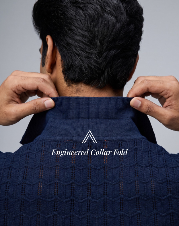 Midnight Blue Luxe Open-knit V-Polo
