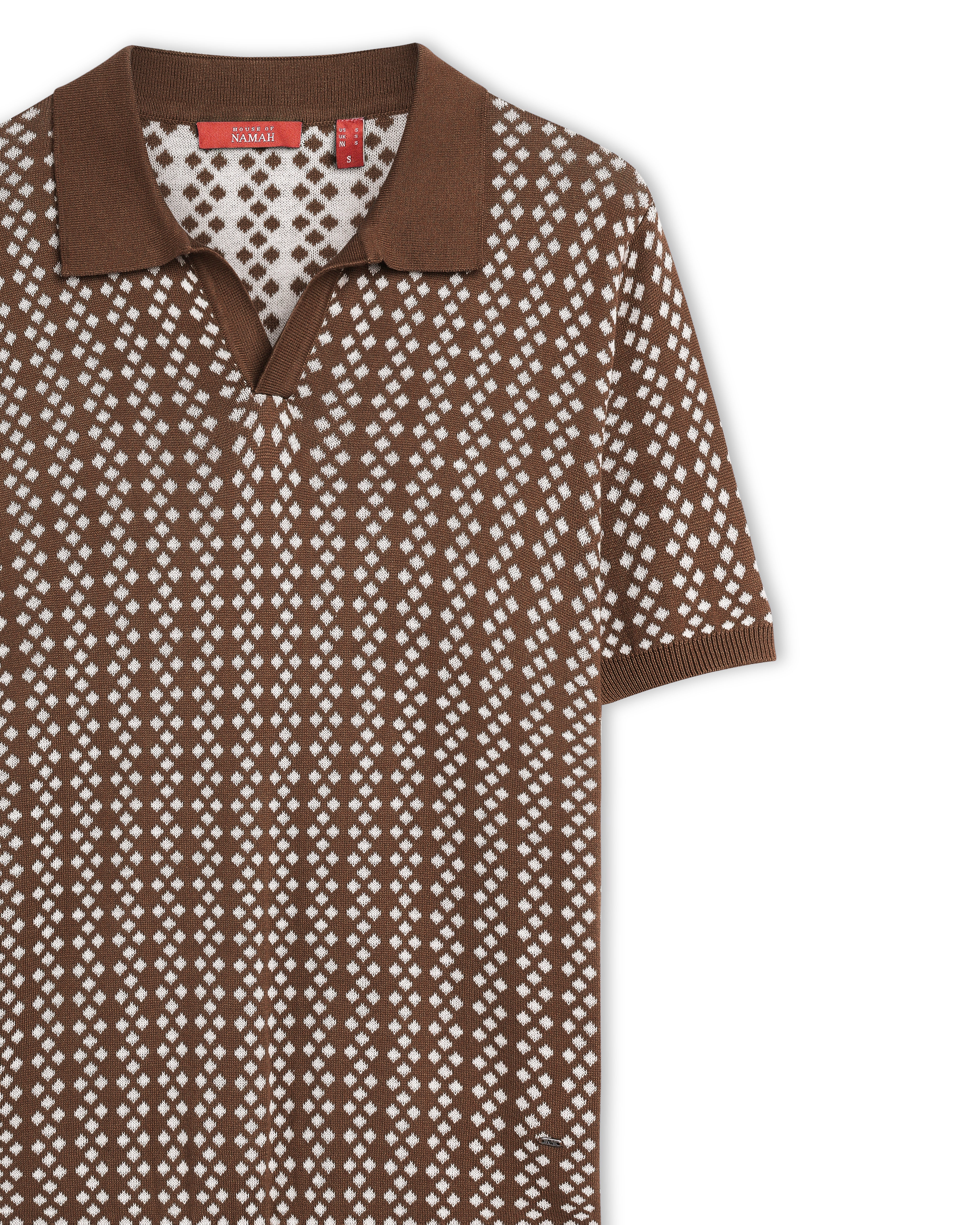 Cocoa Brown Luxe Diamond V-Polo - 100% Cotton - II