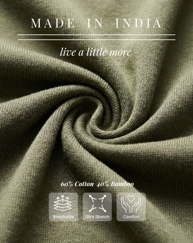 Khaki Cotton-Bamboo U-Neck Polo