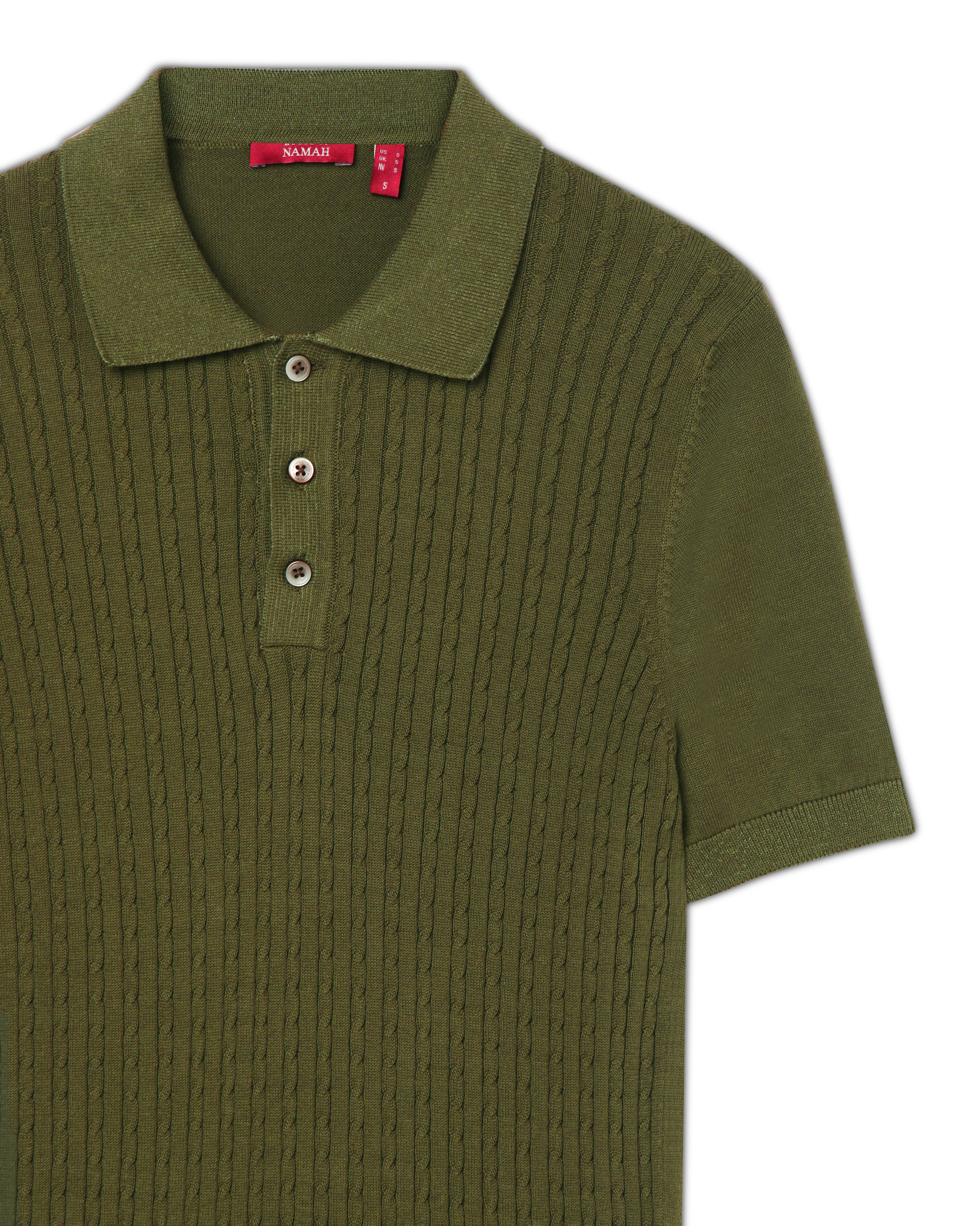 Khaki Green Cable B-Polo - 100% Cotton - II