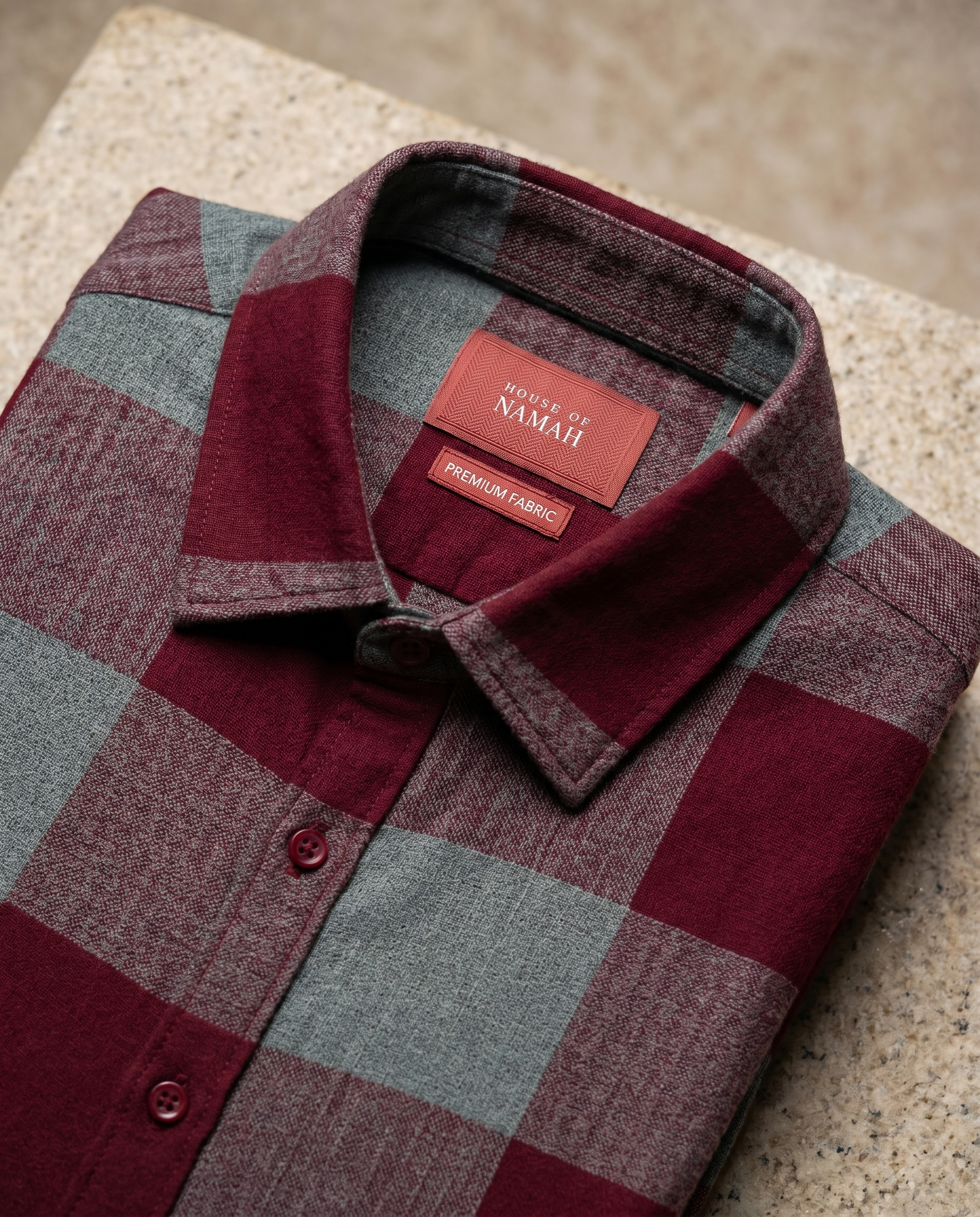 Maroon Block Checks Flannel Shirt