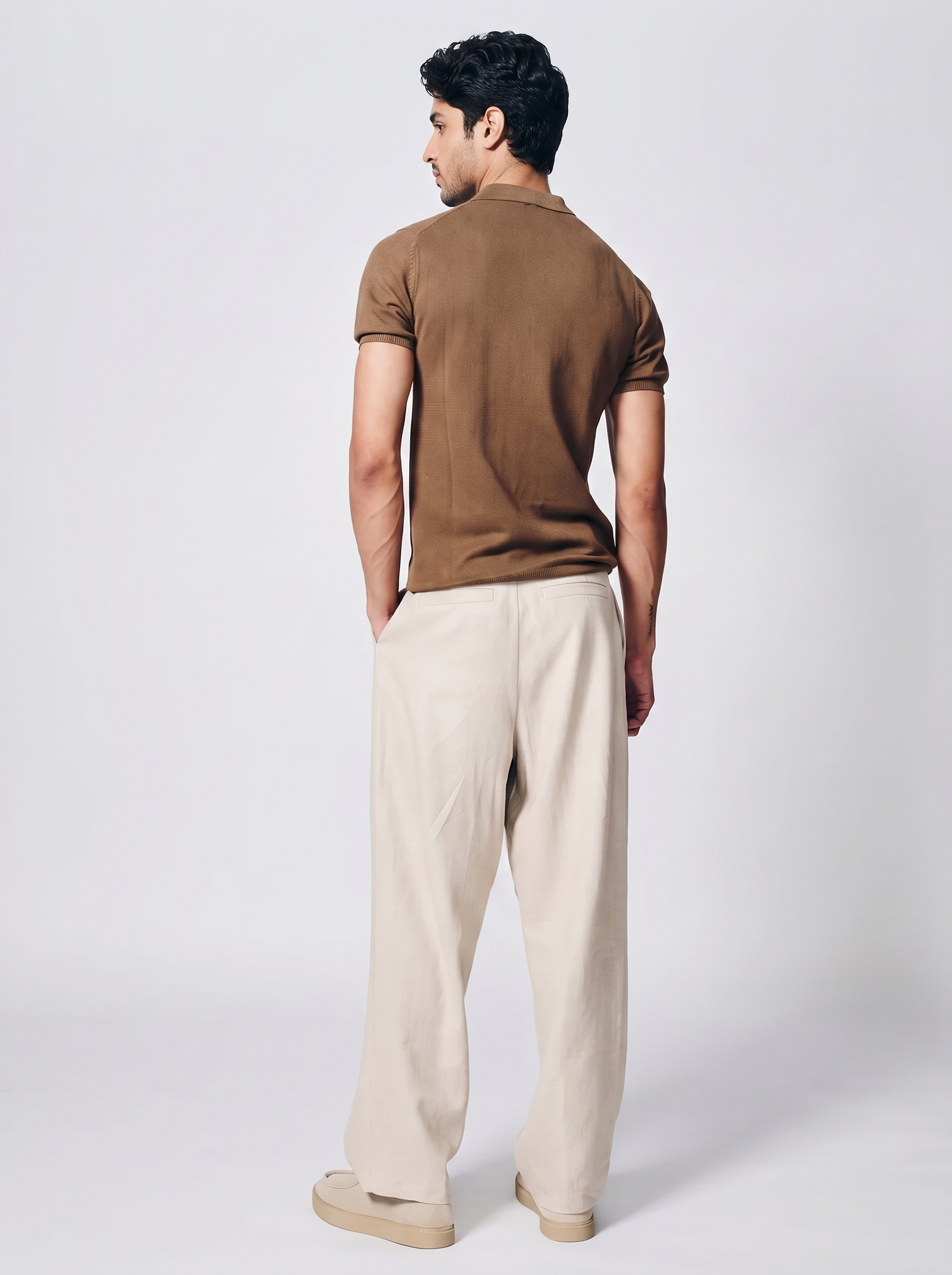 Cocoa Brown Waffle Knit Polo