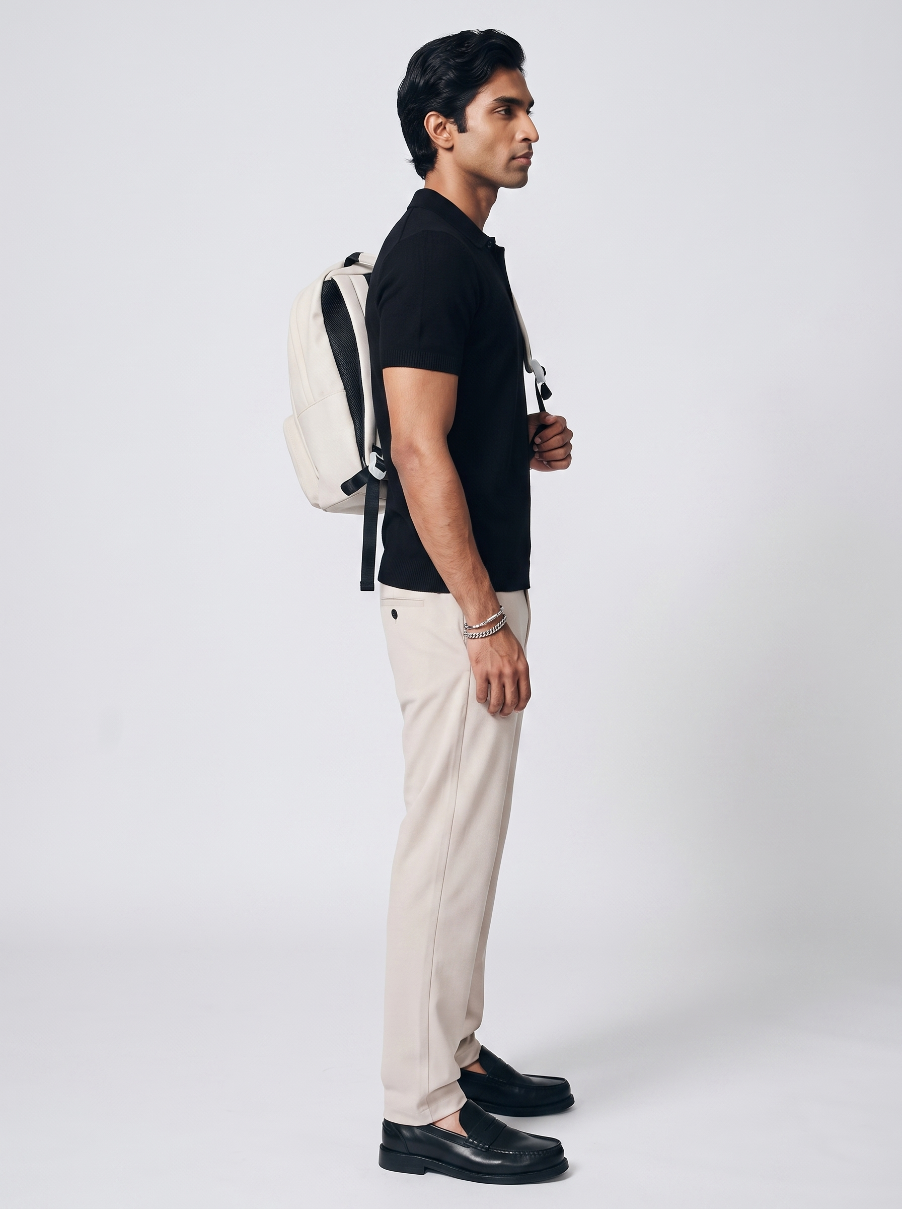 Ink Black Waffle Knit Polo