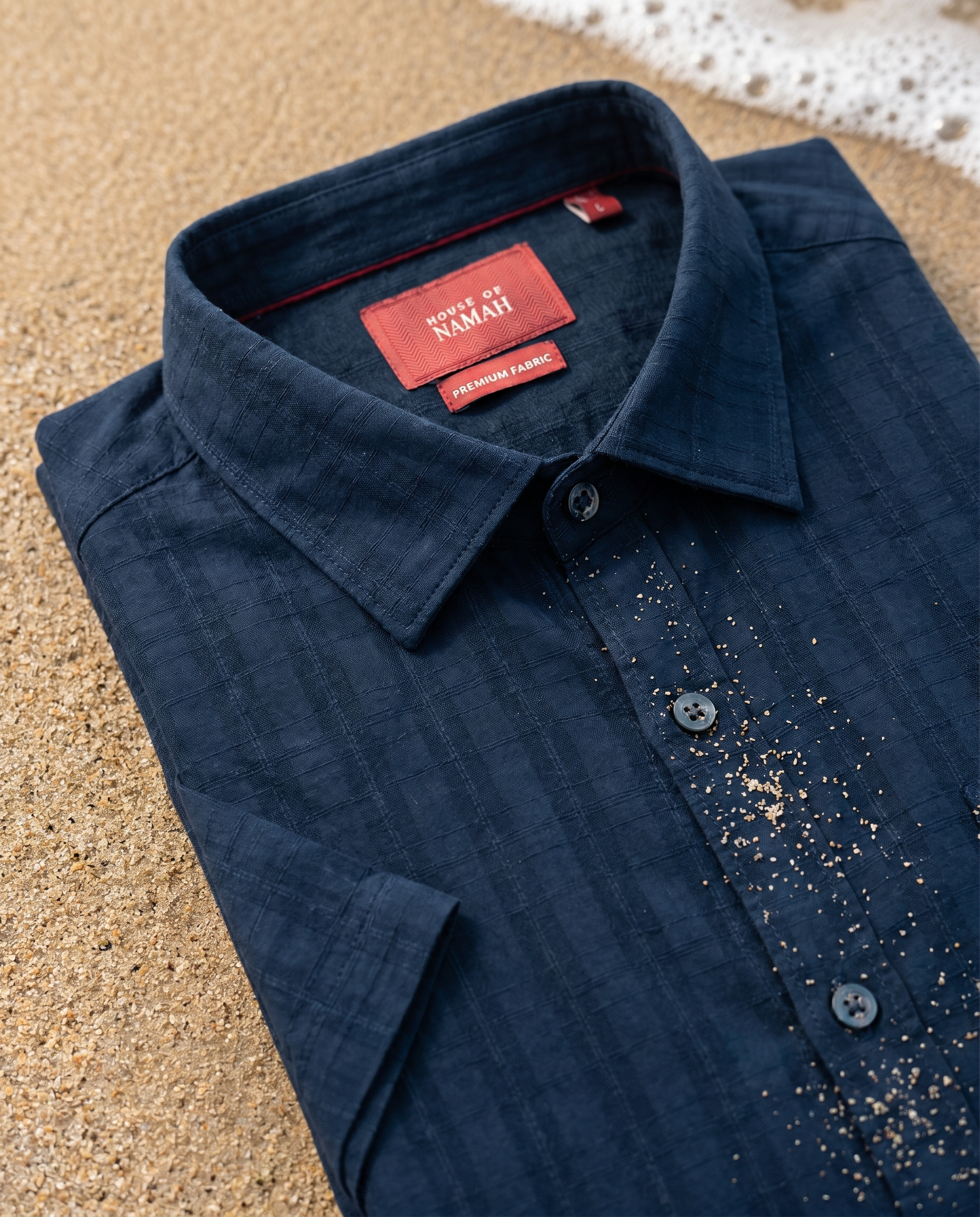 Midnight Blue Self Checks H/S Shirt
