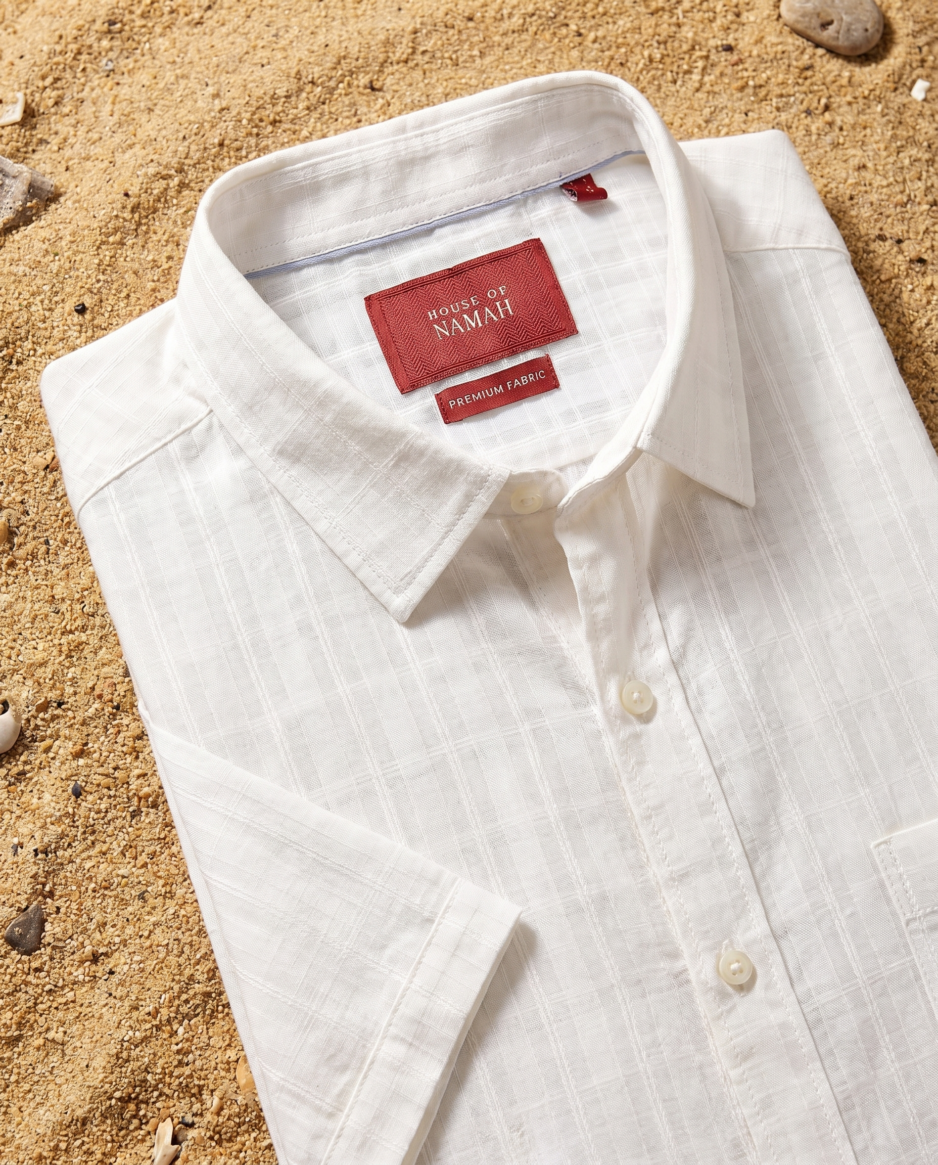 Soft White Self Checks Shirt