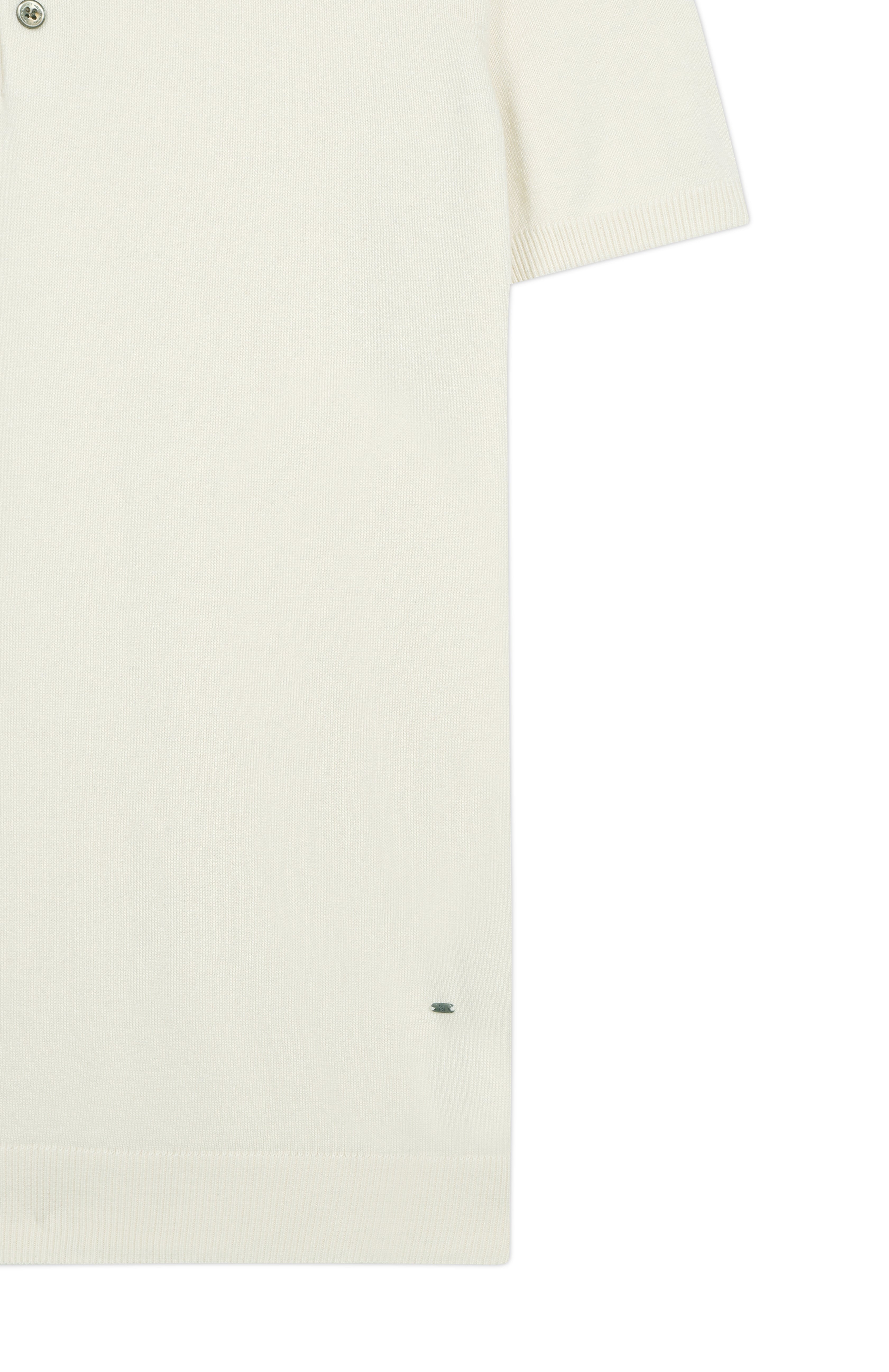 SOFT WHITE COTTON-BAMBOO SIGNATURE POLO T-SHIRT