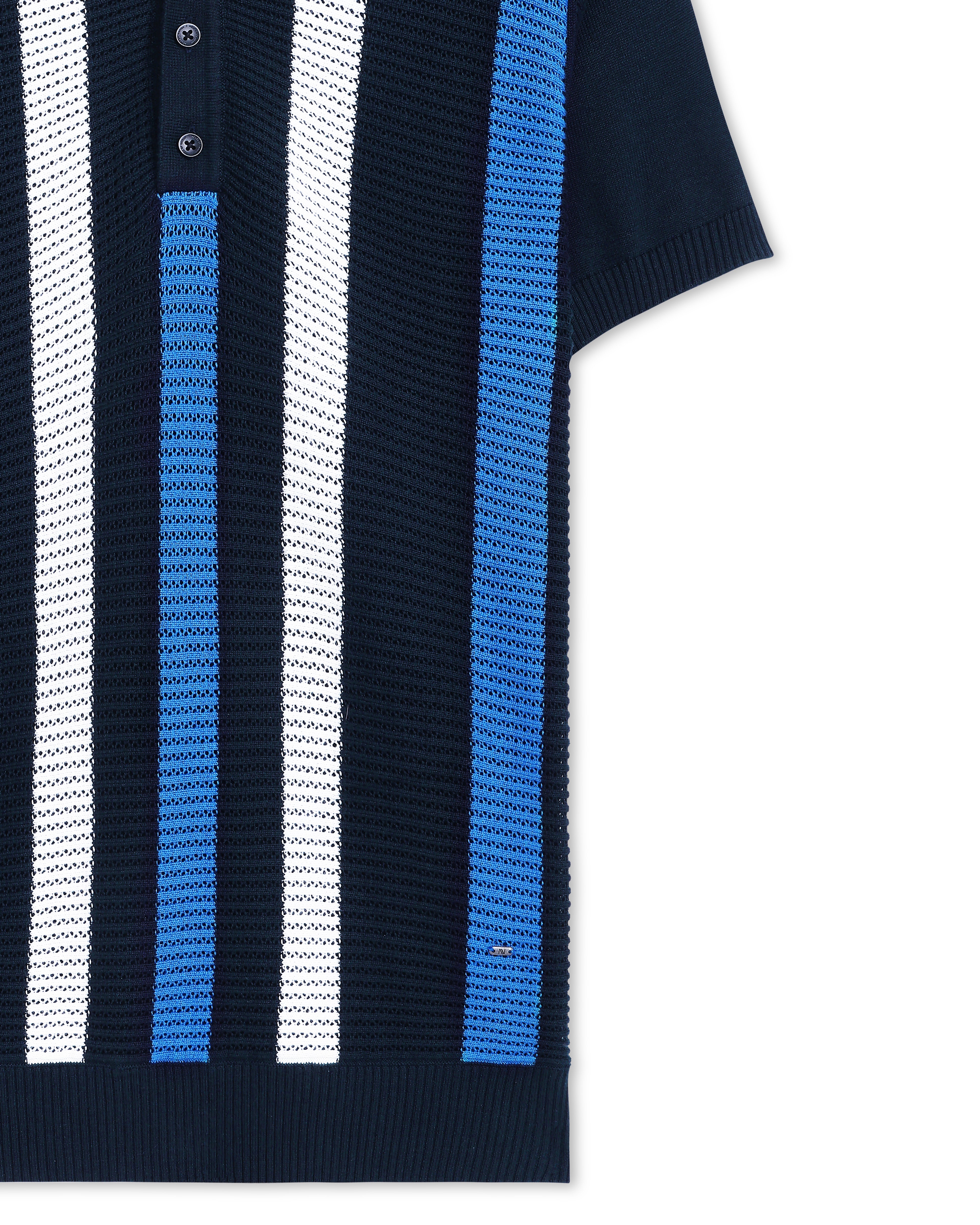 Midnight Blue Pixel Stripe B-Polo - 100% Cotton - II