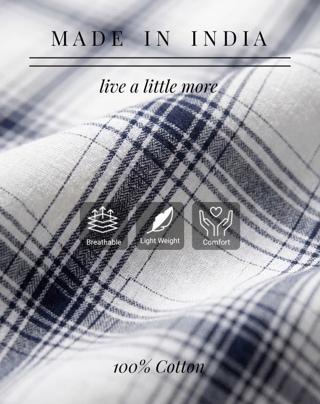 Soft White Windowpane Grid Checks Shirt