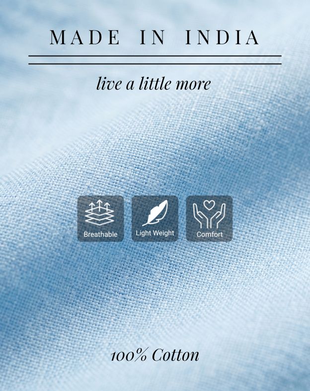 Sky Blue Double Pocket Linen Blend Shirt