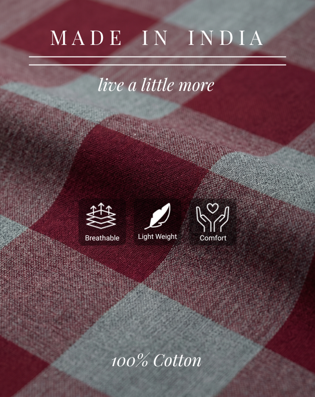 Maroon Block Checks Flannel Shirt