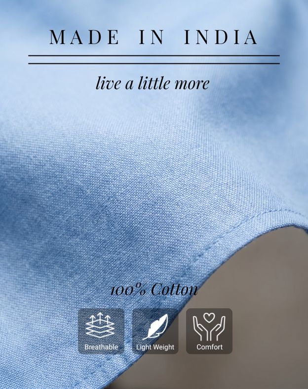 Powder Blue 100% Cotton Oxford Shirt