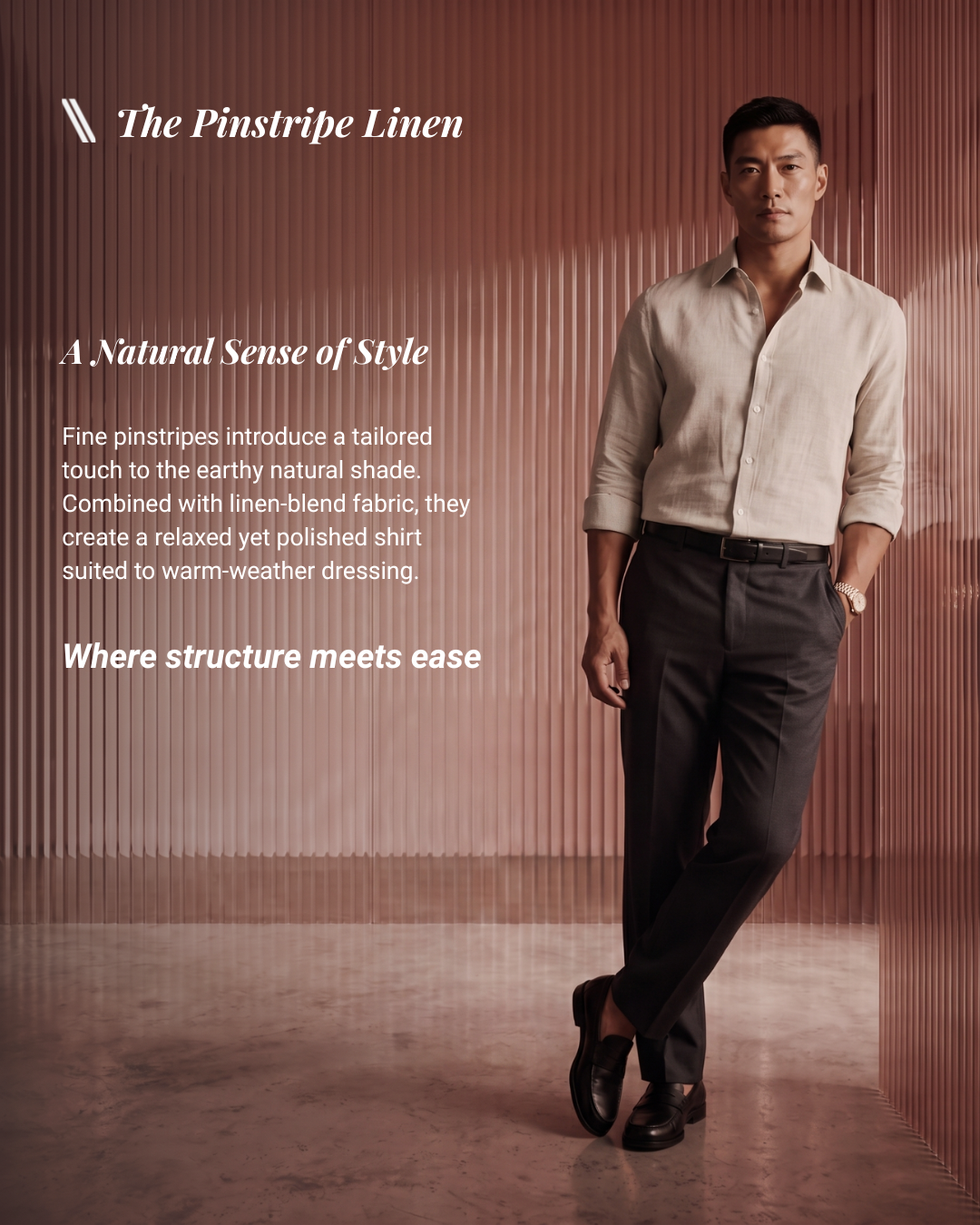 Natural Linen Blend Pinstripe Shirt
