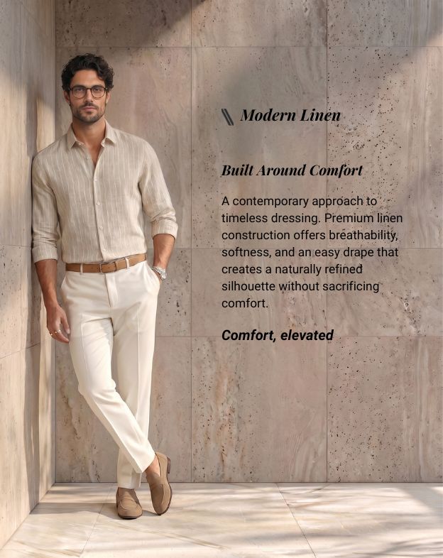 Natural Linen Blend Striped Shirt