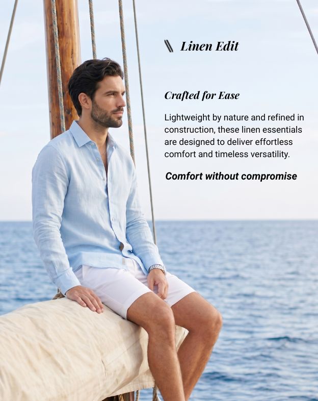 Ice Blue Breeze Linen Blend Shirt